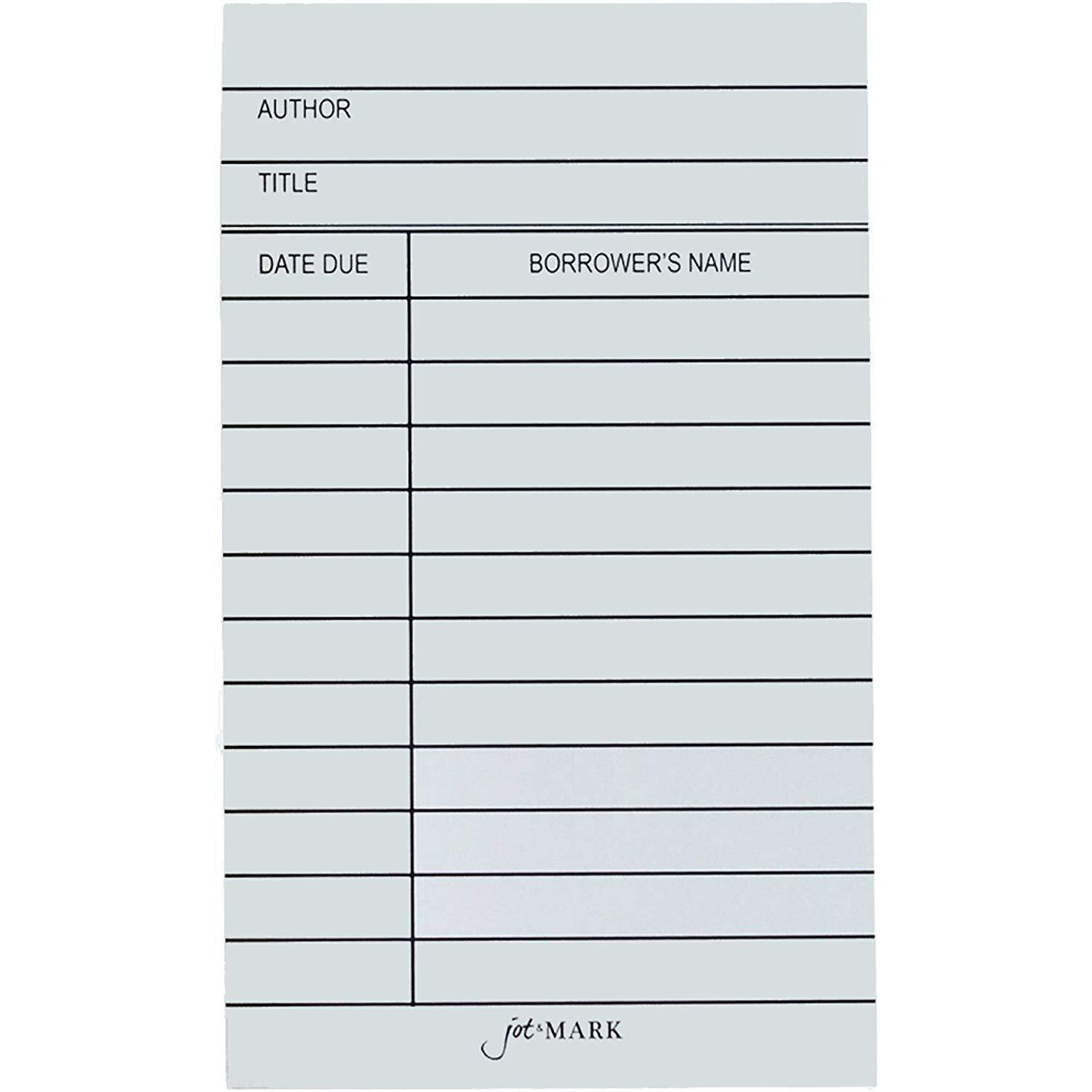Jot & Mark Library Due Date Note Cards | Checkout Catalog Book Cards (100 Cards Per Pack)