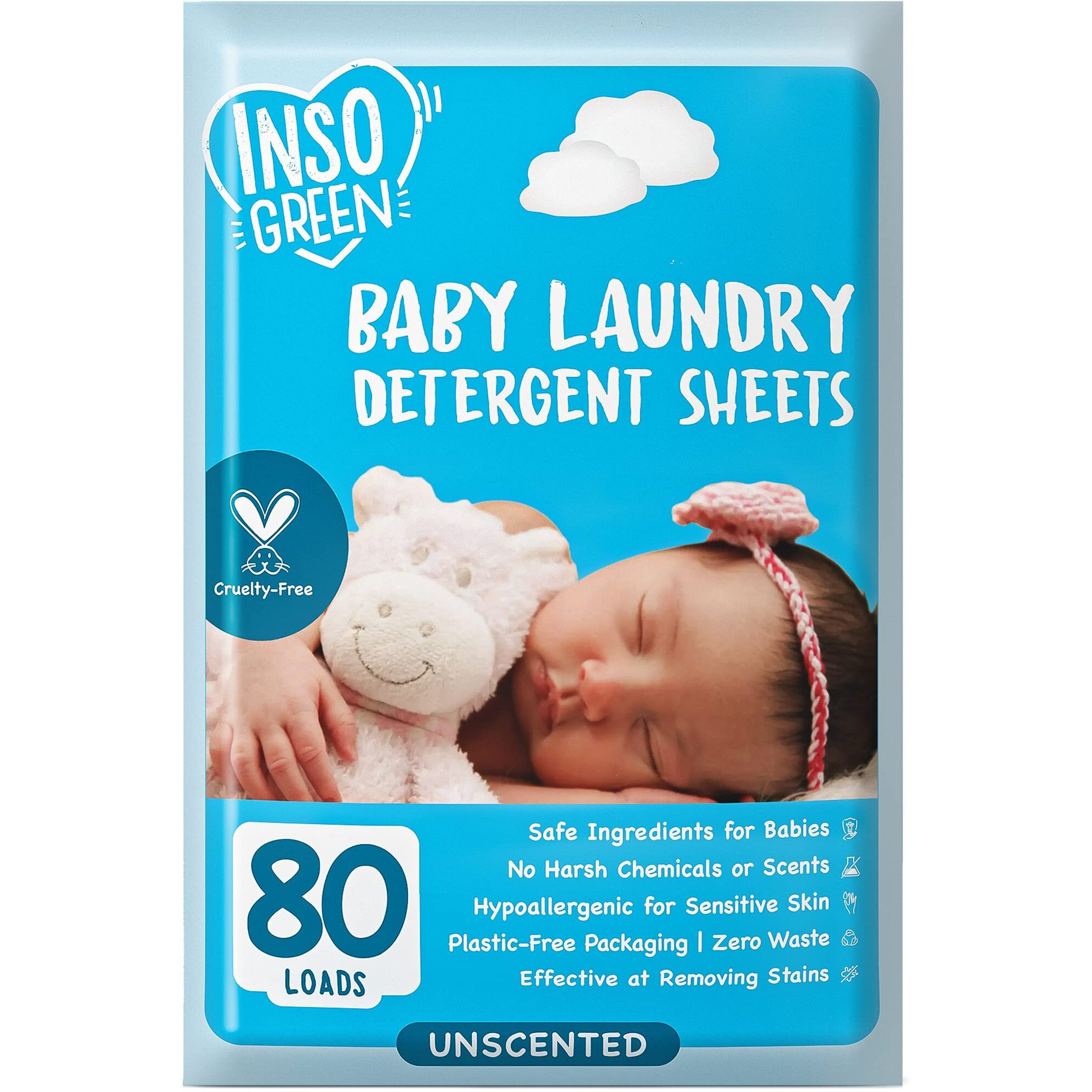 Baby Laundry Detergent Sheets For Infant  Toddler And Newborns  80 Loads  Unscented - Gentle For Sensitive Skin - Washing Detergent For Baby Clothes