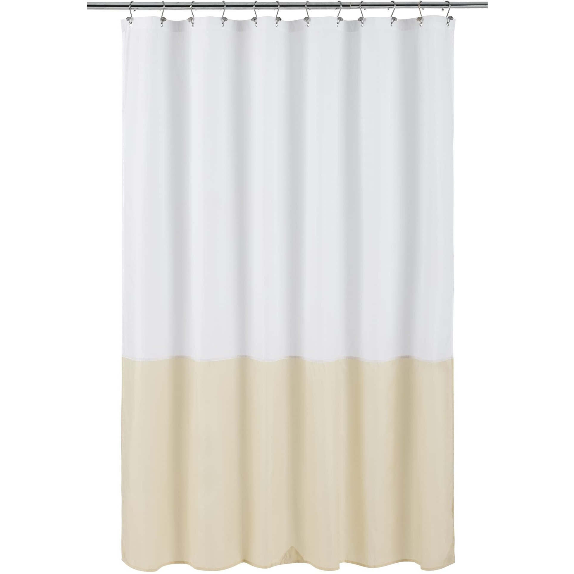 Alyvia Spring Waterproof Fabric Shower Curtain Liner - Soft & Light-Weight Cloth Shower Liner  3 Bottom Magnets  Hotel Quality & Machine Washable - Standard Size 72X72  White And Cream