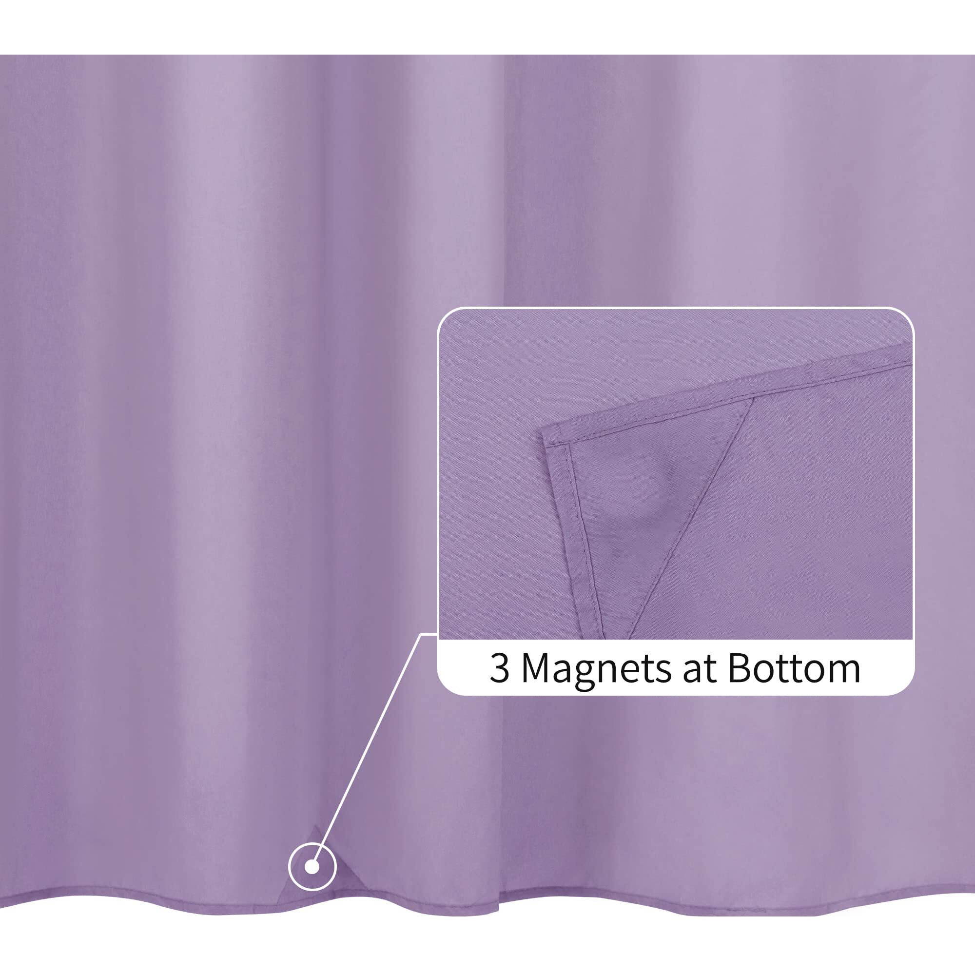 Alyvia Spring Lavender Purple Fabric Shower Curtain Liner Waterproof - Soft & Light-Weight Cloth Shower Liner With 3 Magnets  Hotel Quality & Machine Washable - Standard Size 72X72  Lavender