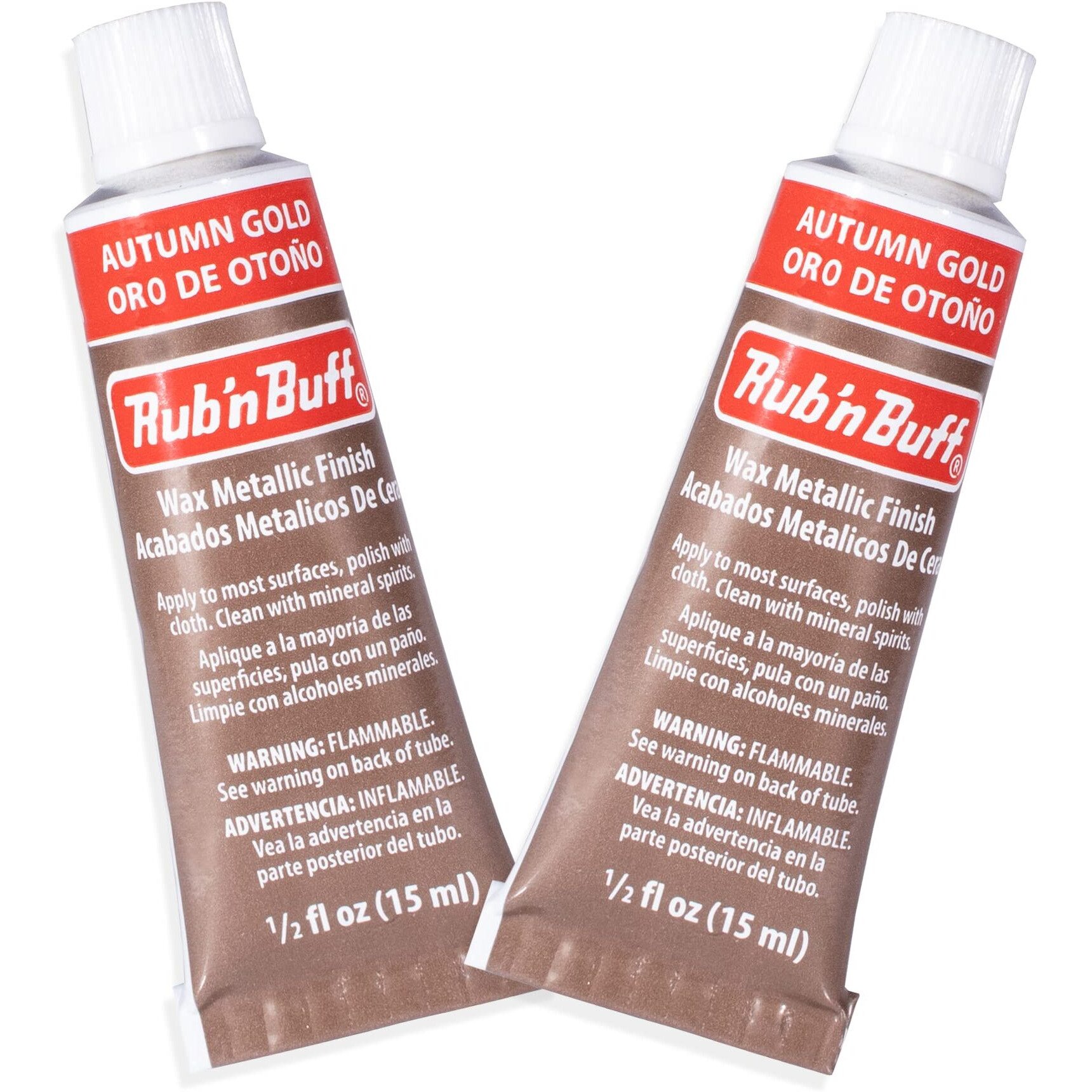 Amaco Rub N Buff Wax Metallic Finish - 2 Rub N Buff Autumn Gold 15Ml Tubes - Versatile Gilding Wax For Finishing Furniture Antiquing And Restoration - Rub And Buff Colors Set Of Two
