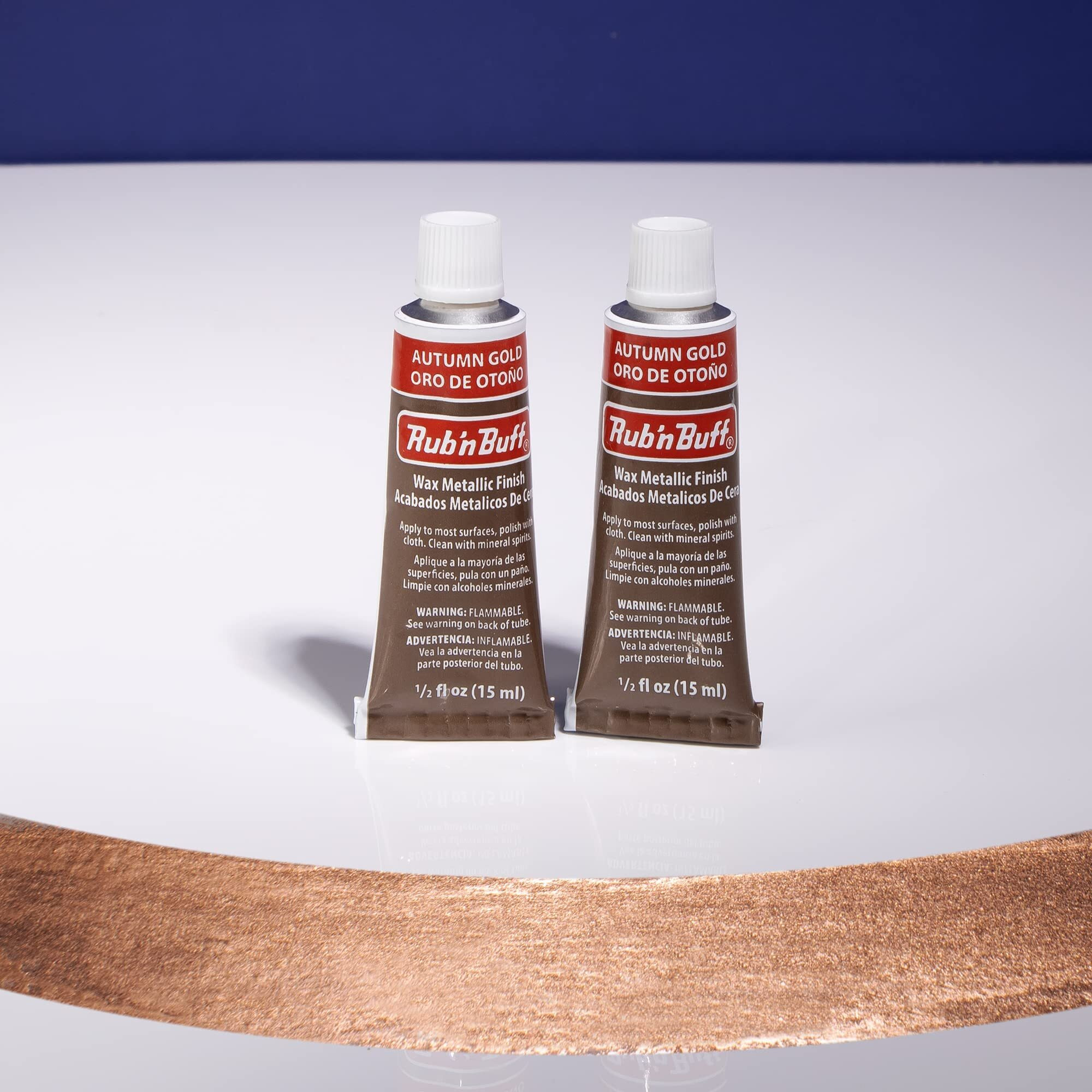 Amaco Rub N Buff Wax Metallic Finish - 2 Rub N Buff Autumn Gold 15Ml Tubes - Versatile Gilding Wax For Finishing Furniture Antiquing And Restoration - Rub And Buff Colors Set Of Two