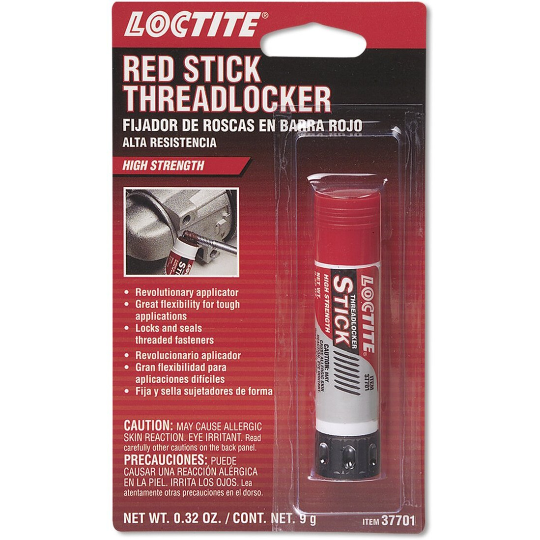 Loctite 37701-10Pk Red High Strength Thread Locker - 9 Grams Stick  (Pack Of 10)