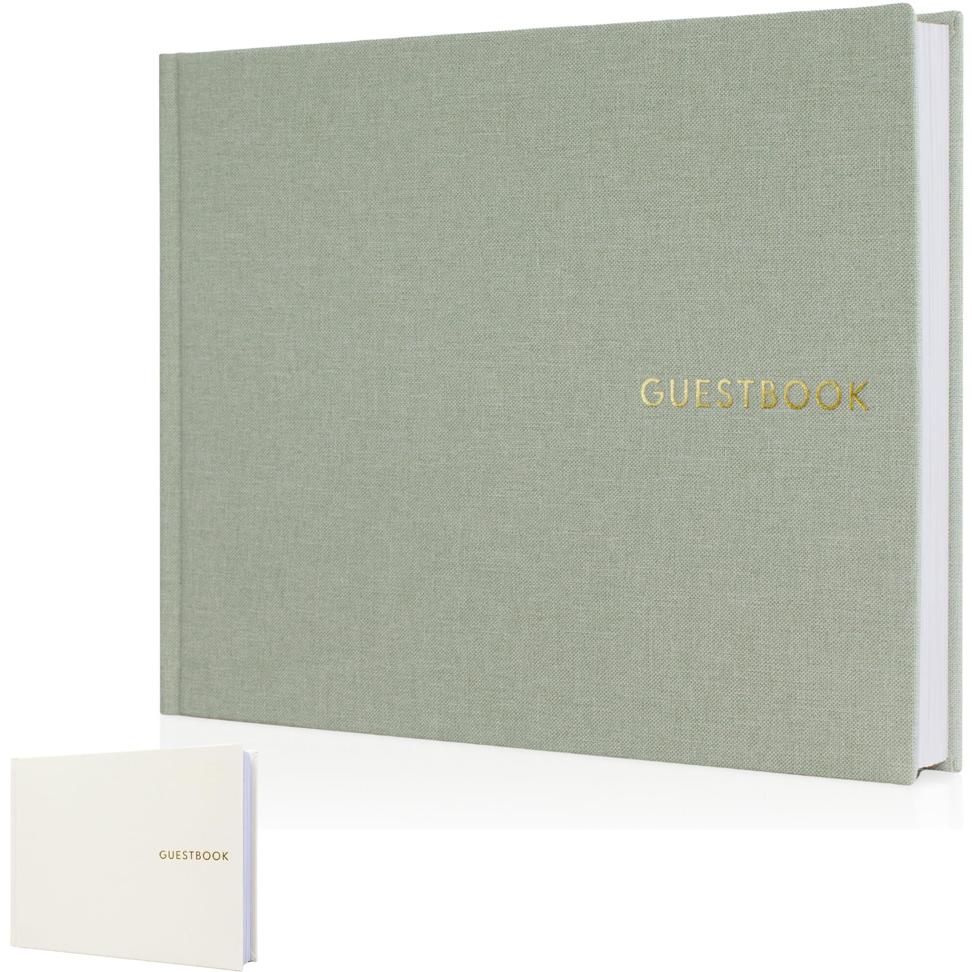 Zicoto Beautiful Linen Wedding Guest Book For Your Wedding Reception - Simply Elegant Guestbook To Sign In And Add Polaroid Photos - The Perfect Wedding Or Baby Shower Guest Book For The Special Day