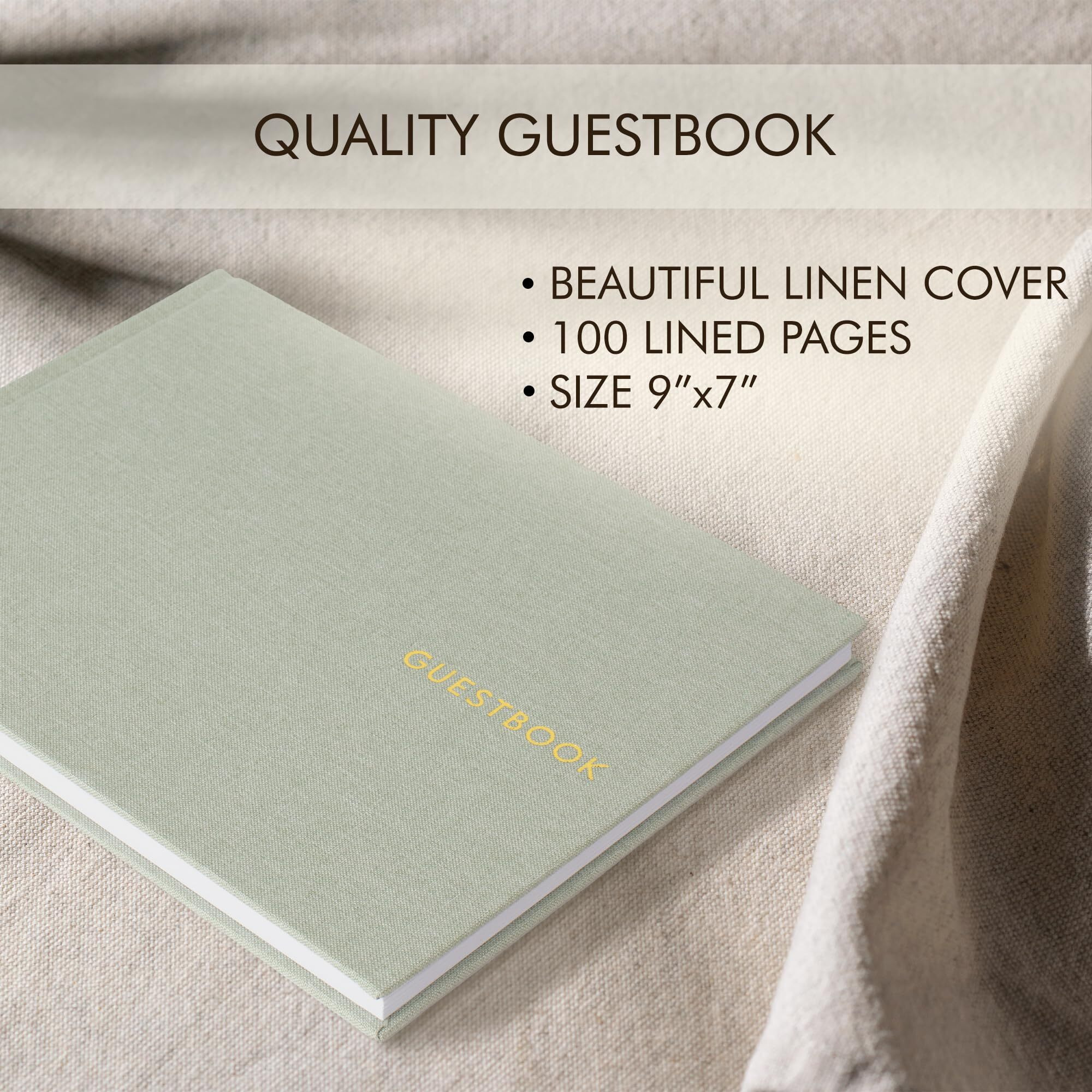 Zicoto Beautiful Linen Wedding Guest Book For Your Wedding Reception - Simply Elegant Guestbook To Sign In And Add Polaroid Photos - The Perfect Wedding Or Baby Shower Guest Book For The Special Day