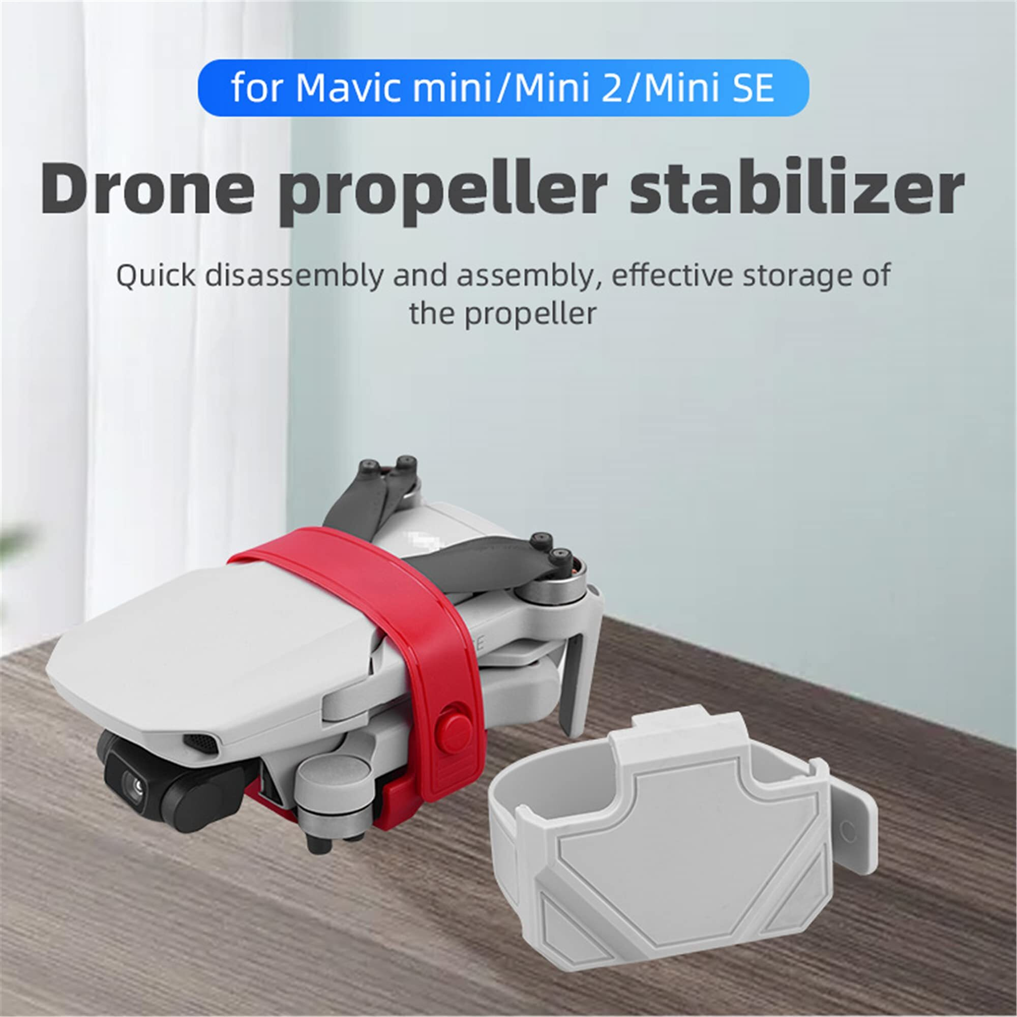 Senskdn Mavic Mini/Mini 2/Mini Se Propeller Holder Guard Strap Blade Protector Stabilizer Fixator Quick Release For Dji Mavic Mini/Mini 2/Mini Se Drone Accessories (Red)
