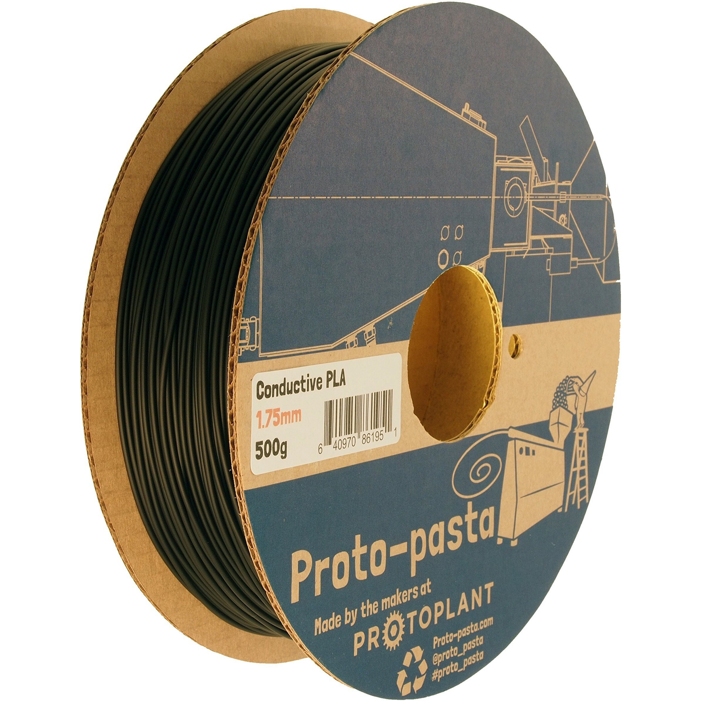 Protopasta Electrically Conductive Pla 3D Printer Filament 1.75Mm 500G Pla Filament 3D Printing Filament On Recyclable Cardboard Spool For 3D Printers Like Creality Ender  Anycubic  Flashforge