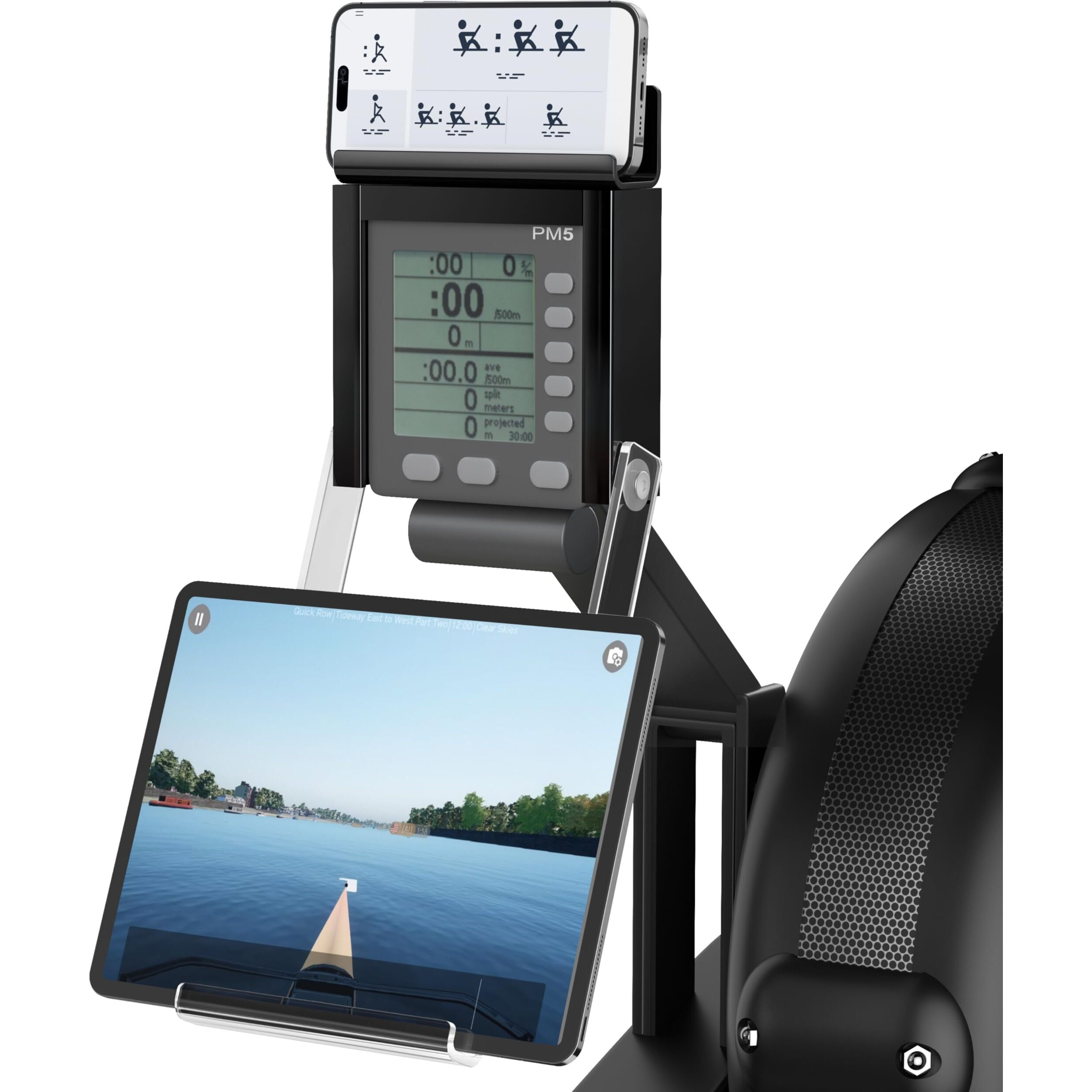 Phone & Tablet Holder Compatible With Concept 2 Rowing Machine Pm5  Phone & Tablet Mount  2-In-1 Tablet Stand For Model D&E And Rowerg  Patent Pending