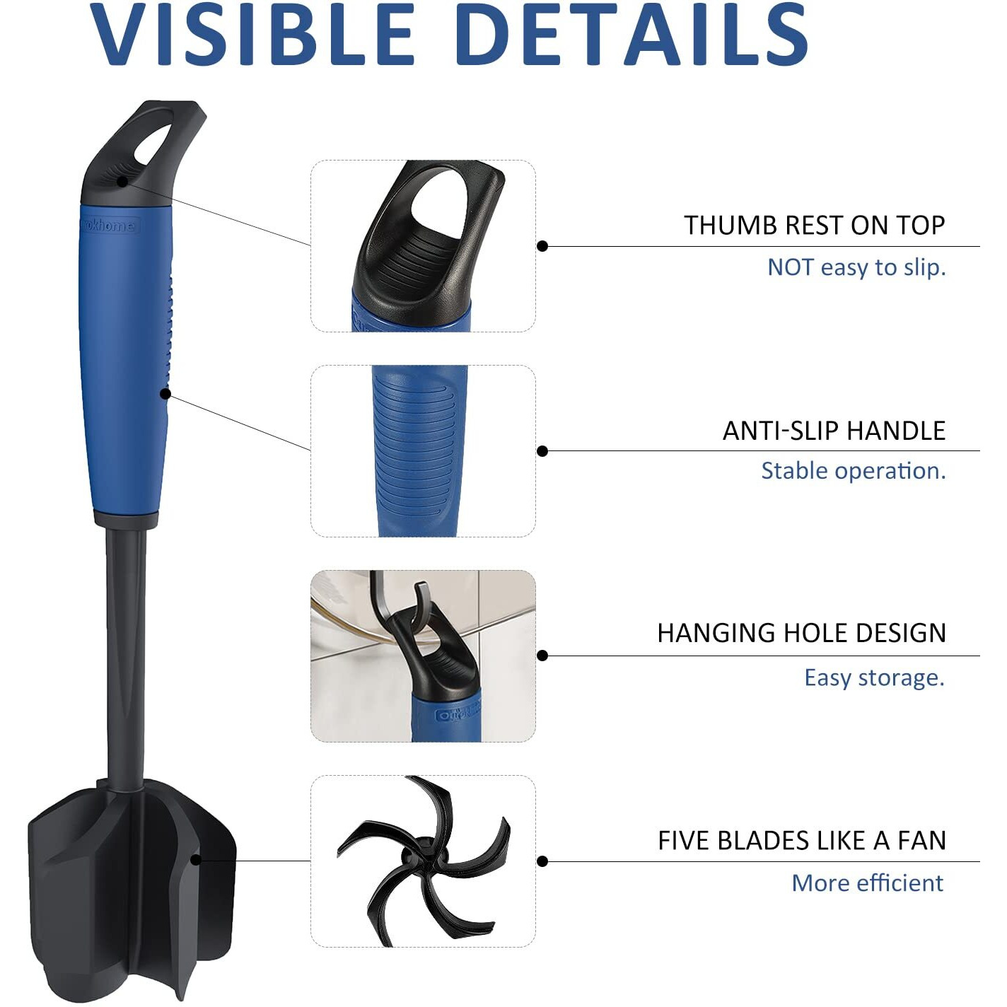 Ourokhome Meat Chopper For Ground Beef  Stable Operation  Meat Cooking Utensil For Hamburger Meat  Ground Turkey And Pork  Masher And Smasher For Potato  Puree  Sauce  Avocado And More  Navy.
