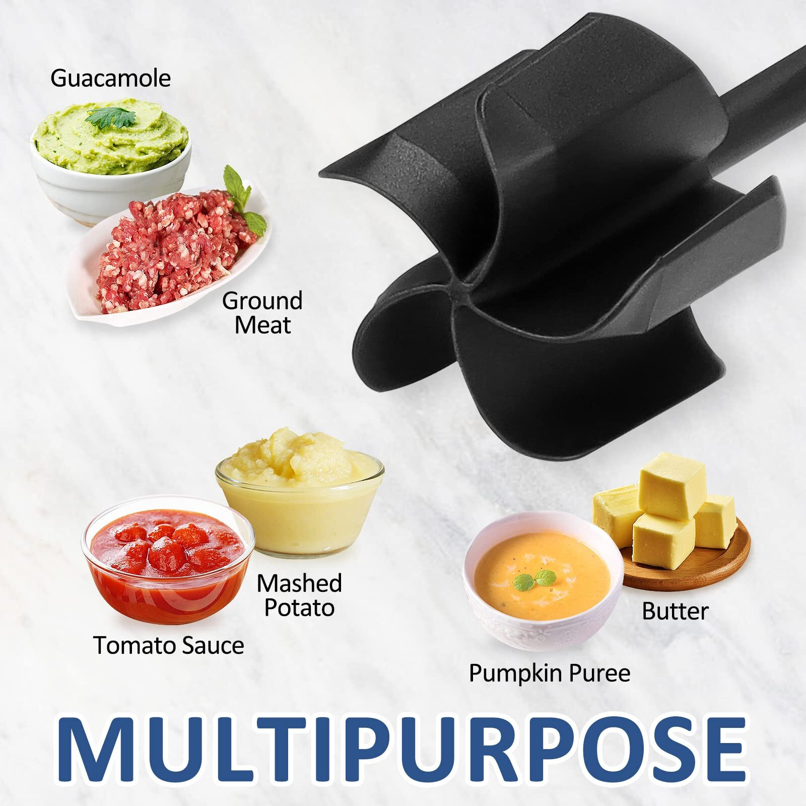 Ourokhome Meat Chopper For Ground Beef  Stable Operation  Meat Cooking Utensil For Hamburger Meat  Ground Turkey And Pork  Masher And Smasher For Potato  Puree  Sauce  Avocado And More  Navy.