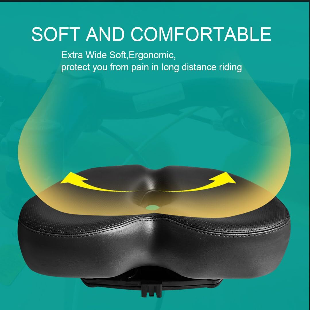 N3Od3Er Comfortable Bicycle Saddle For Exercise And Road Bicycle Oversized Comfort Seat For Stationary Extra Wide Replacement Padded Bike Saddle Cushion For Women And Men (Noseless)