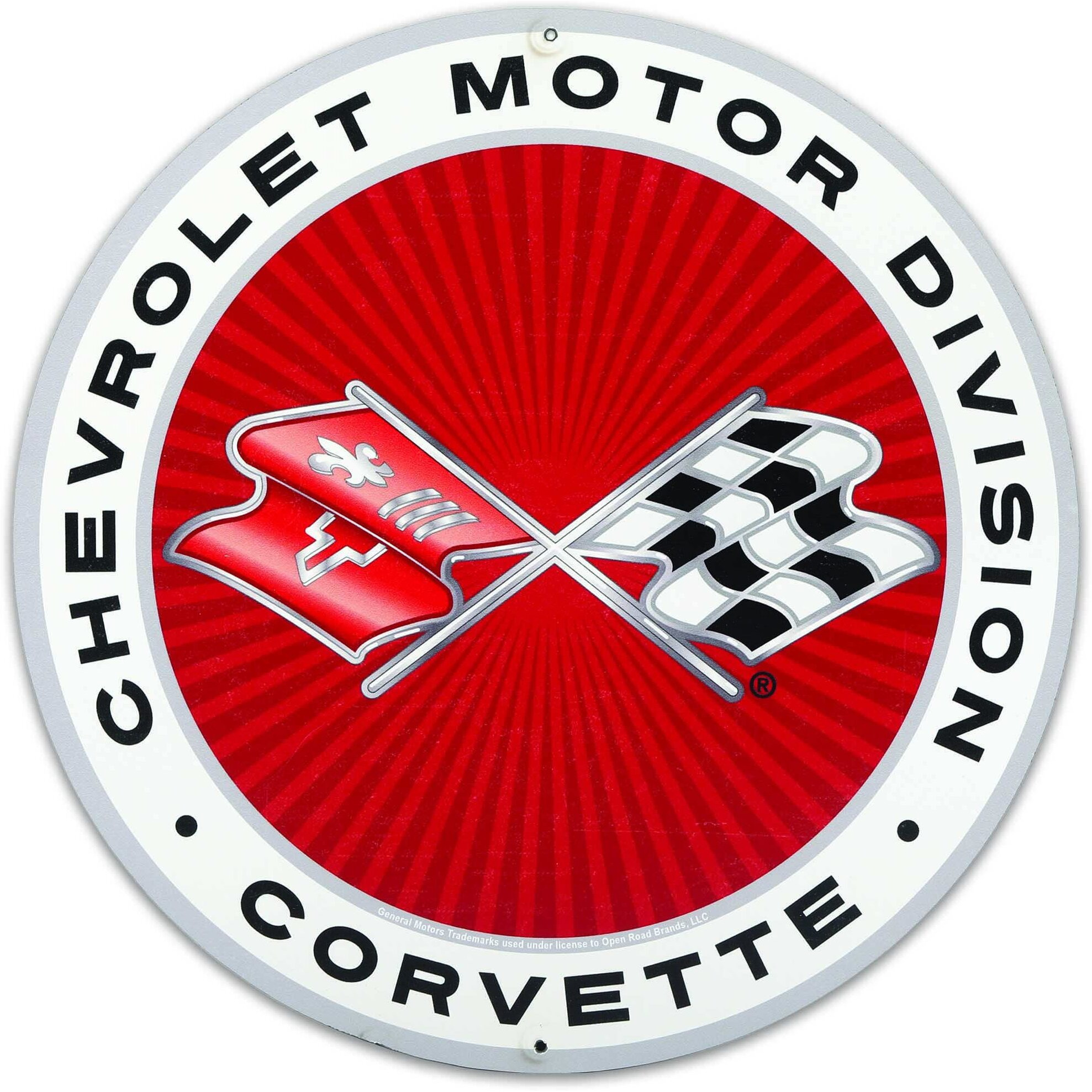 Chevrolet Motor Division Corvette Logo Round Metal Sign - Classic Corvette Sign For Garage  Shop Or Man Cave