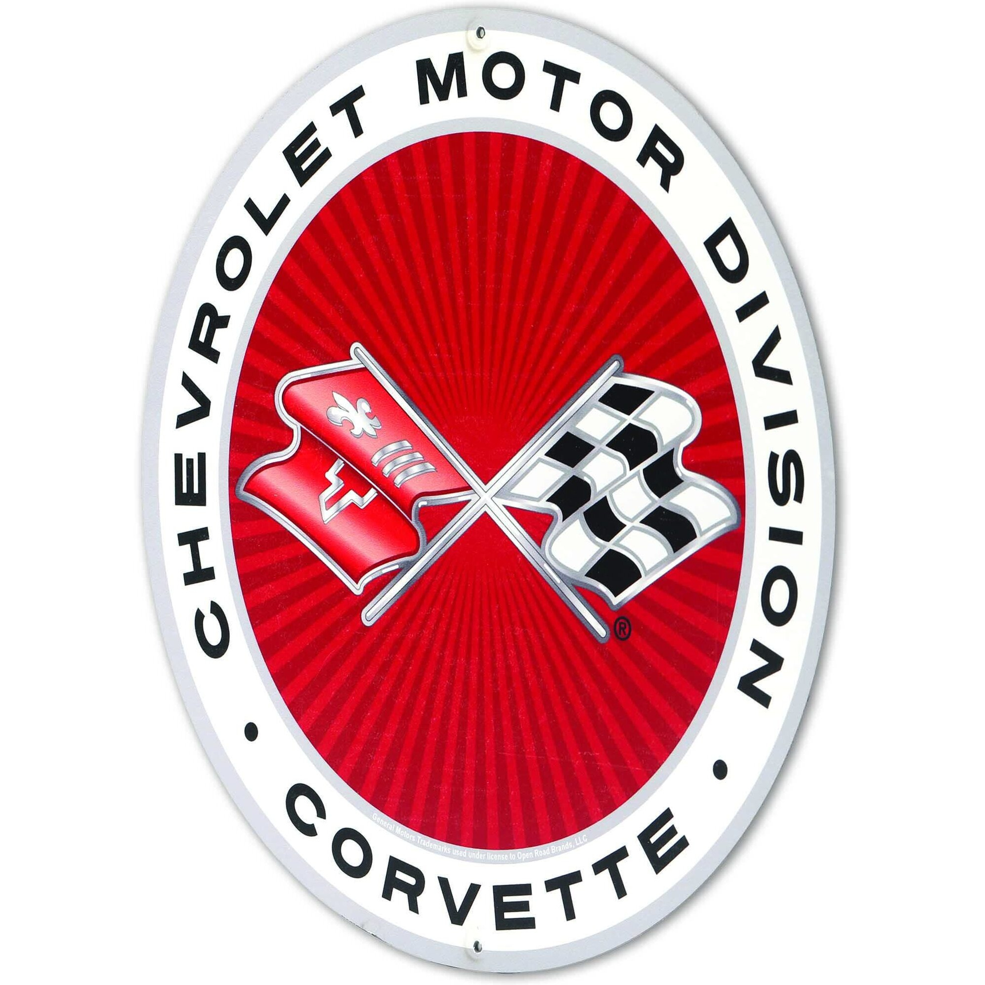 Chevrolet Motor Division Corvette Logo Round Metal Sign - Classic Corvette Sign For Garage  Shop Or Man Cave