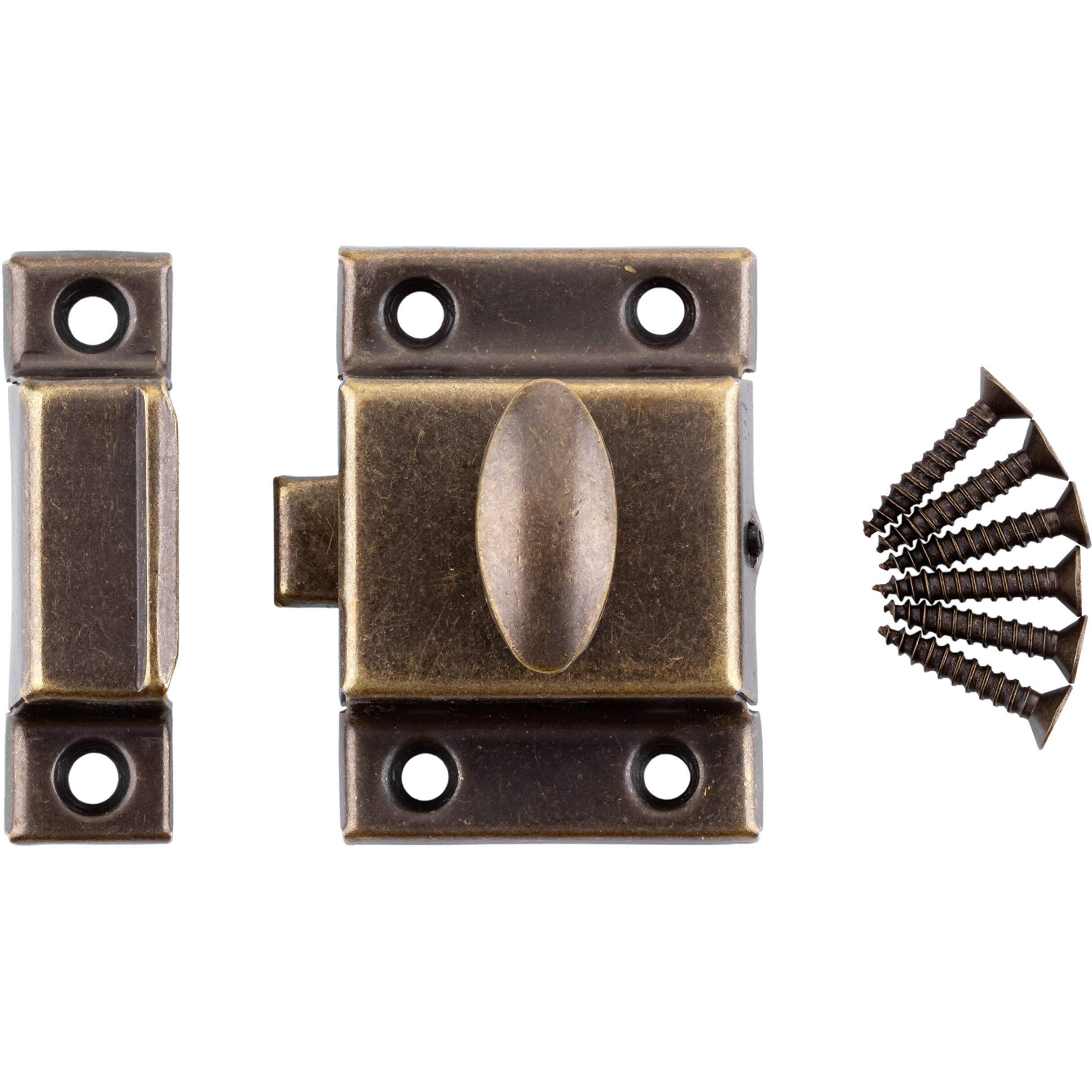 Antique Brass Large Stamped Cabinet Latch - Antique Reproduction Oval Turn Latch | Ua-140-Lab (6)