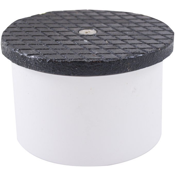 Jones Stephens  Js 4"" Pvc Inside Pipe Fit Cleanout With 4-1/2"" Cast Iron Round Cover - C60171