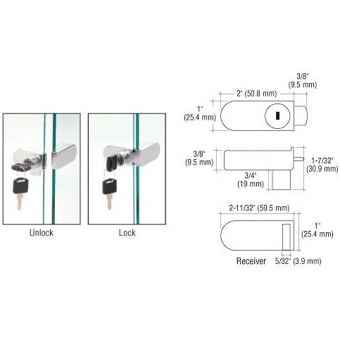 Crl Chrome No-Drill Showcase Lock - Keyed Alike