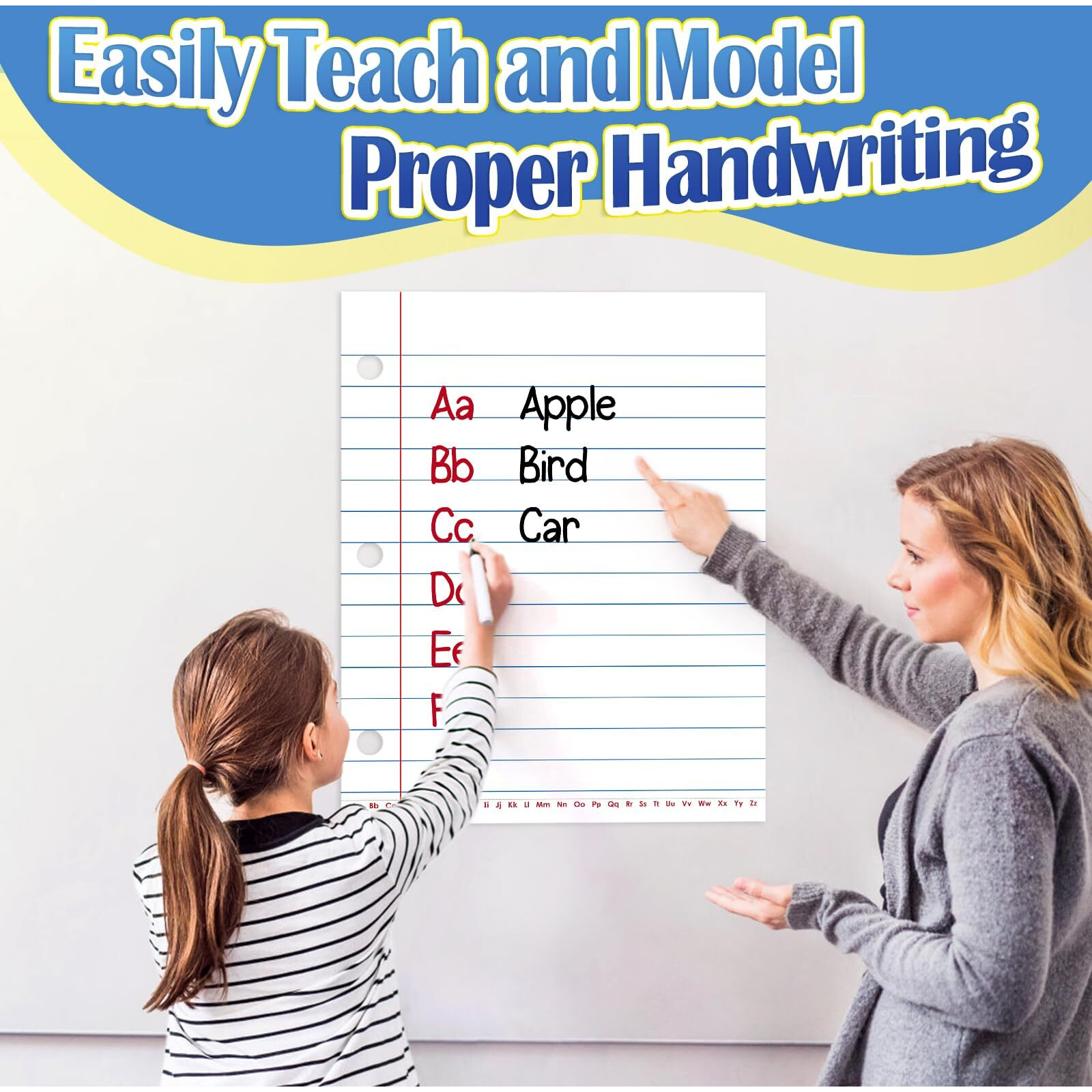 Aizweb Giant Magnetic Notebook Paper Dry Erase Handwriting Lined Paper For Classroom Whiteboard Accessories  Chart Paper Teacher Must Have Homeschool Teaching Supplies Teacher Essential 17"" X 21.5""