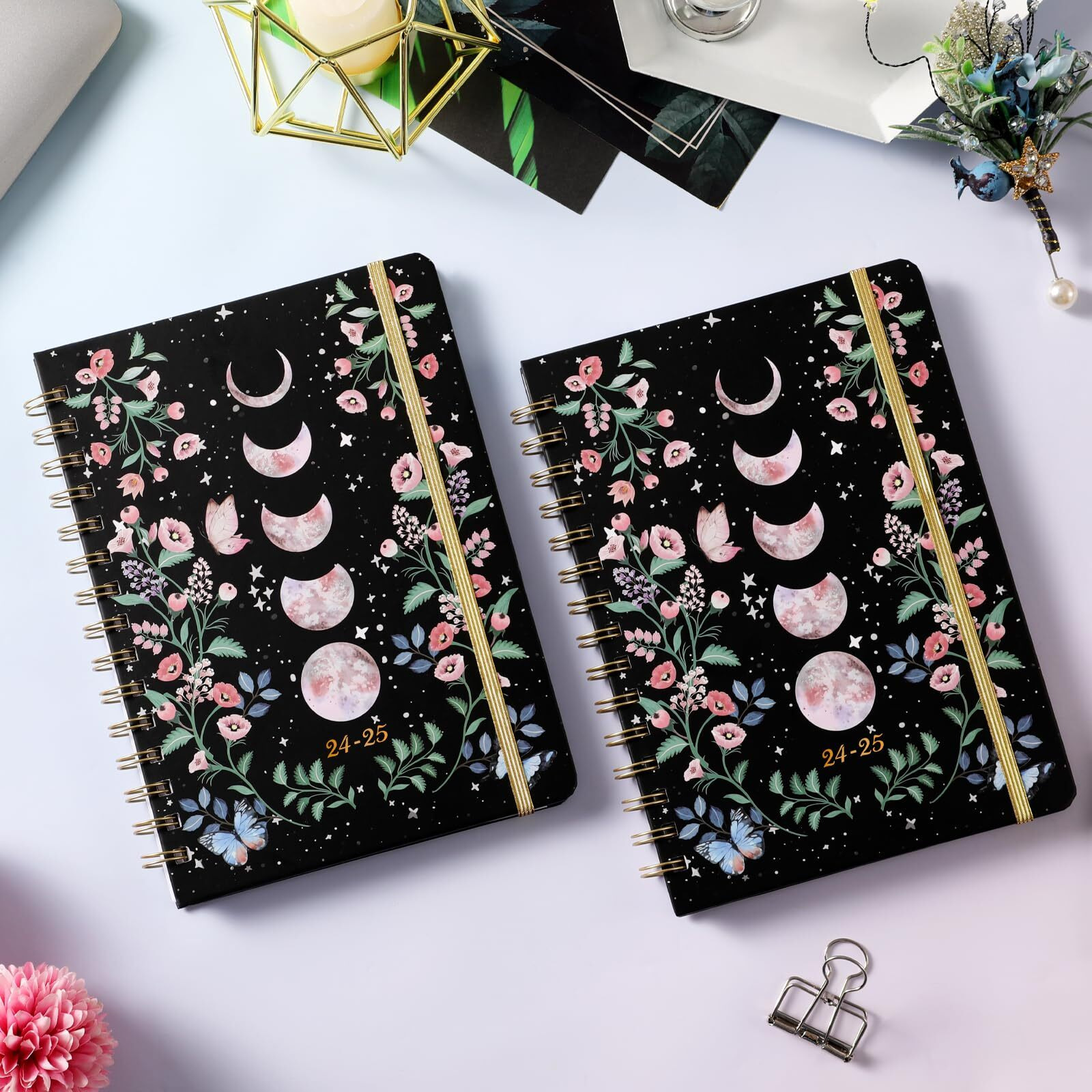 2024-2025 Planner - Weekly And Monthly Planner 2024 With Tabs  July 2024 - June 2025  6.3"" X 8.4""  Planner 2024-2025 With Back Pocket + Thick Paper + Twin-Wire Binding - Moon