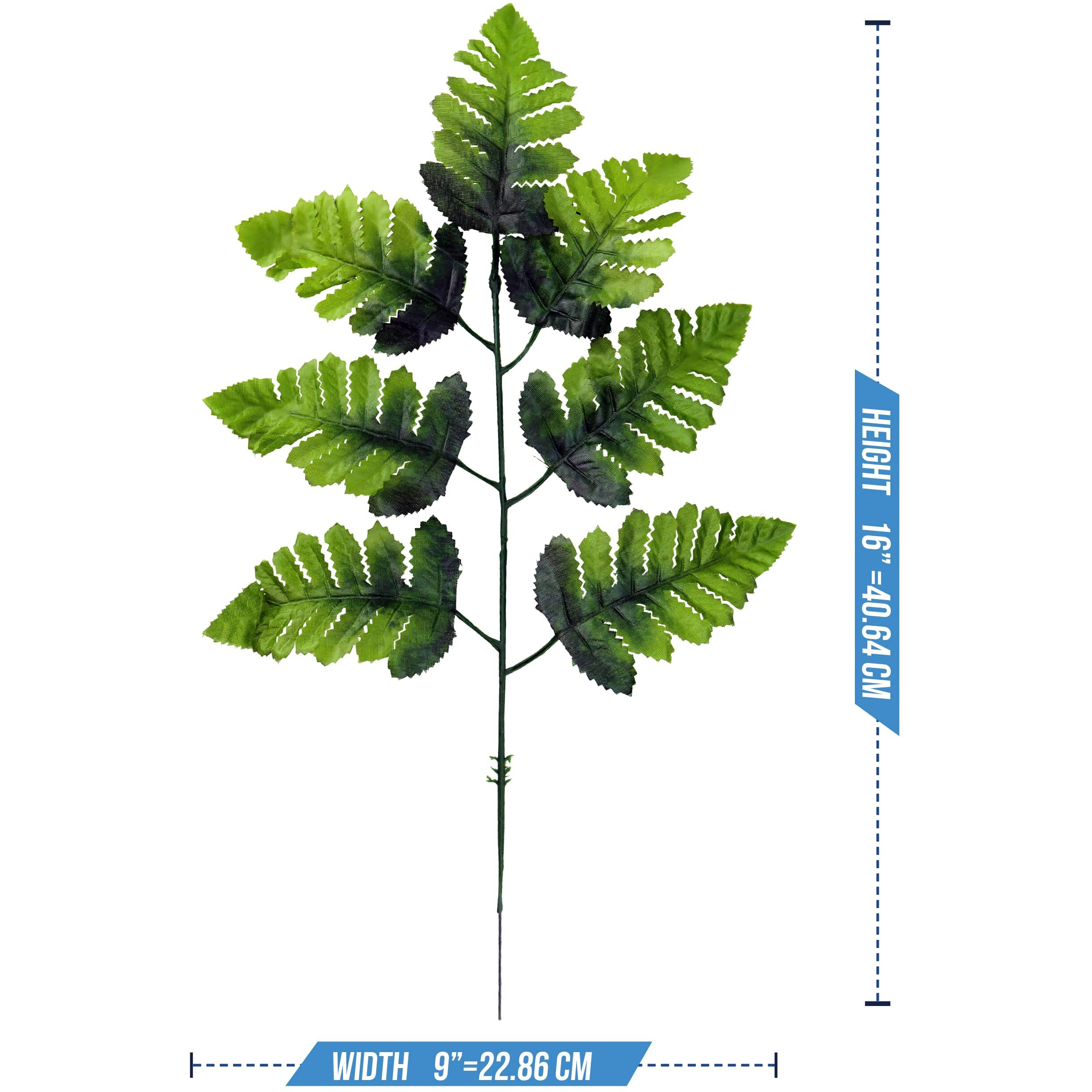 Iconikal Artificial Silk Leather Leaf Fern  16-Inches Long  24-Pack