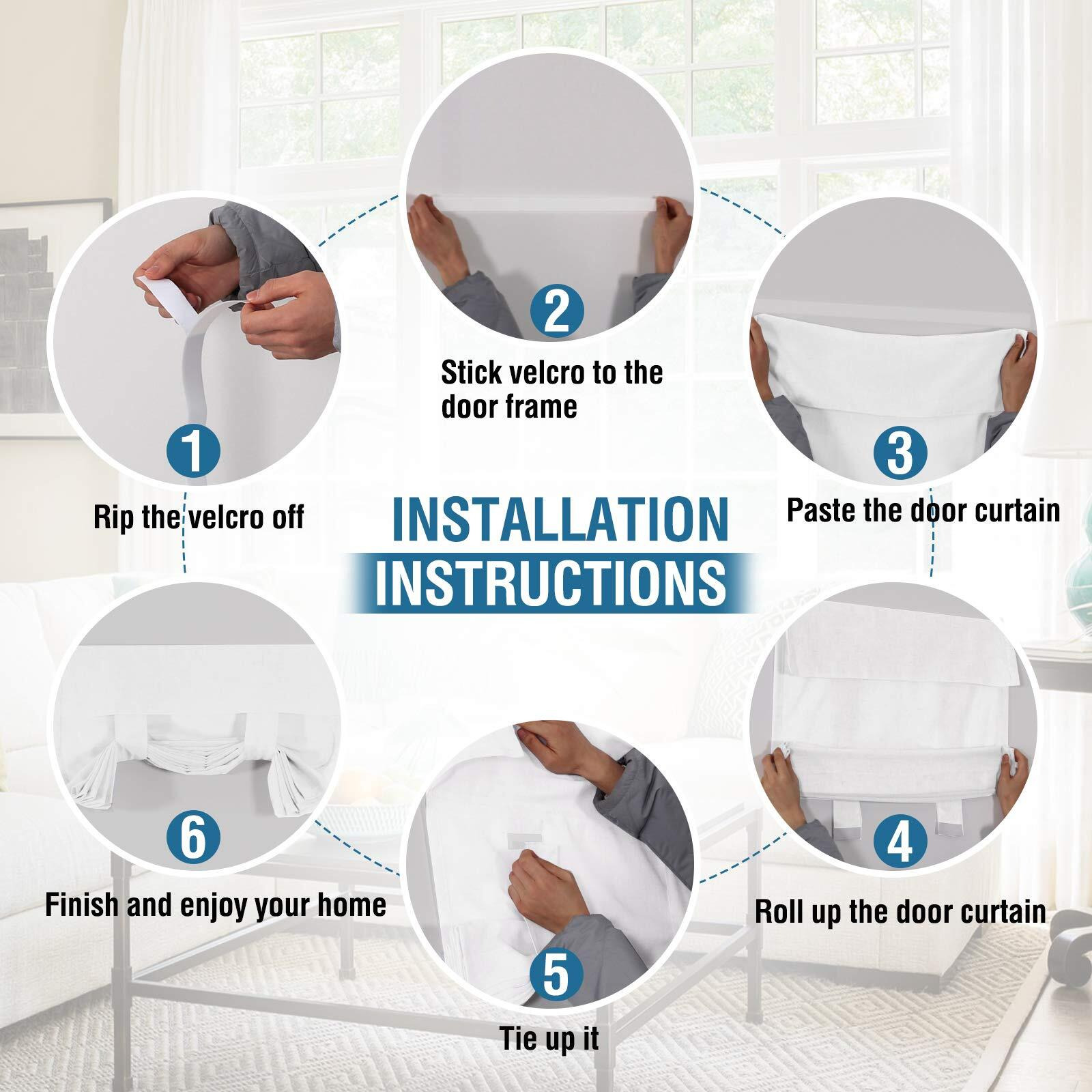 H.Versailtex Natural Linen Blended Door Curtain - Semi Sheer French Door Curtain Light Filtering Tricia Window Door Curtain For Patio Door Glass Door Blind Tie Up Shade  26 X 68 Inch  2 Panel  White