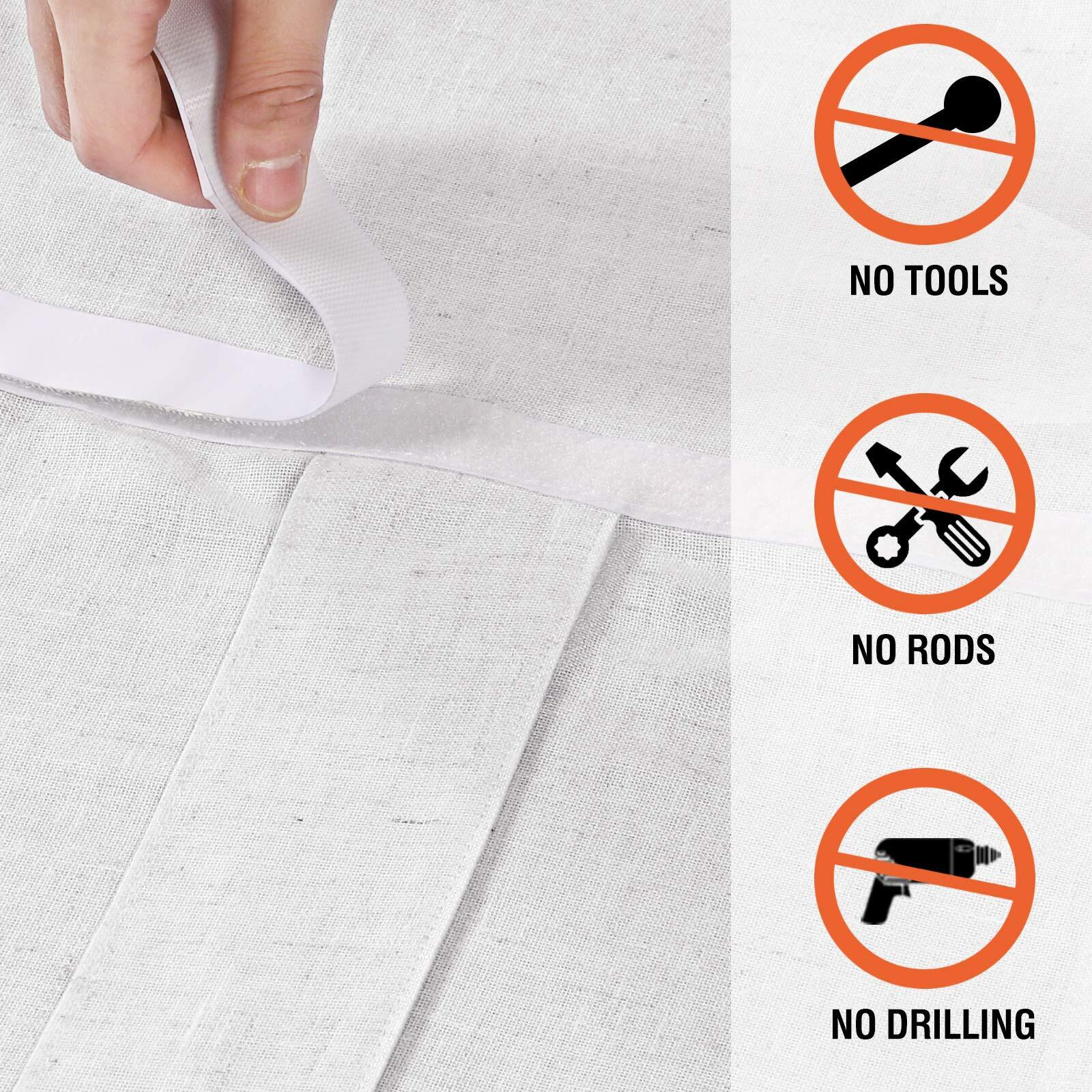 H.Versailtex Natural Linen Blended Door Curtain - Semi Sheer French Door Curtain Light Filtering Tricia Window Door Curtain For Patio Door Glass Door Blind Tie Up Shade  26 X 68 Inch  2 Panel  White