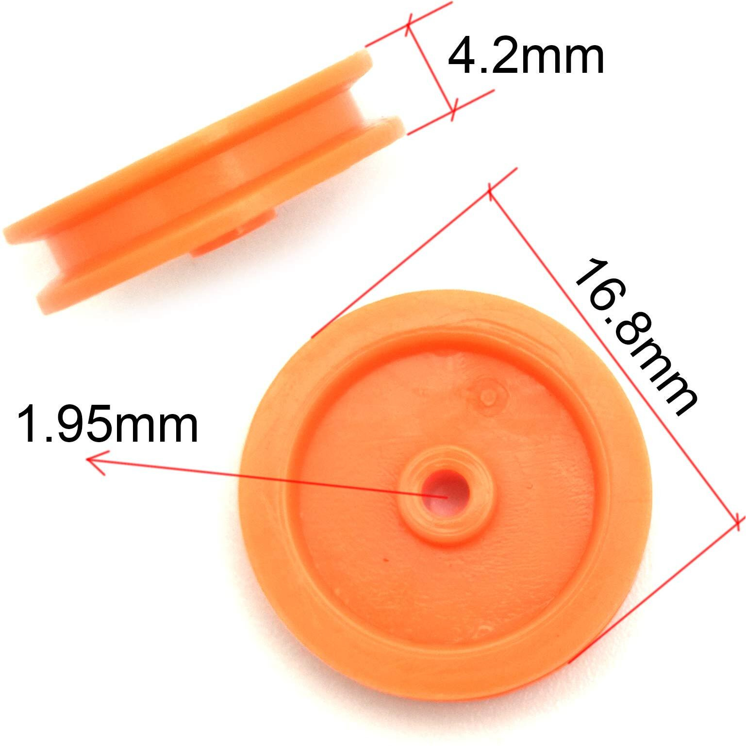 Eudax 100 Pcs 2Mm Hole Orange Plastic Belt Pulley For Diy Rc Toy Car Airplane