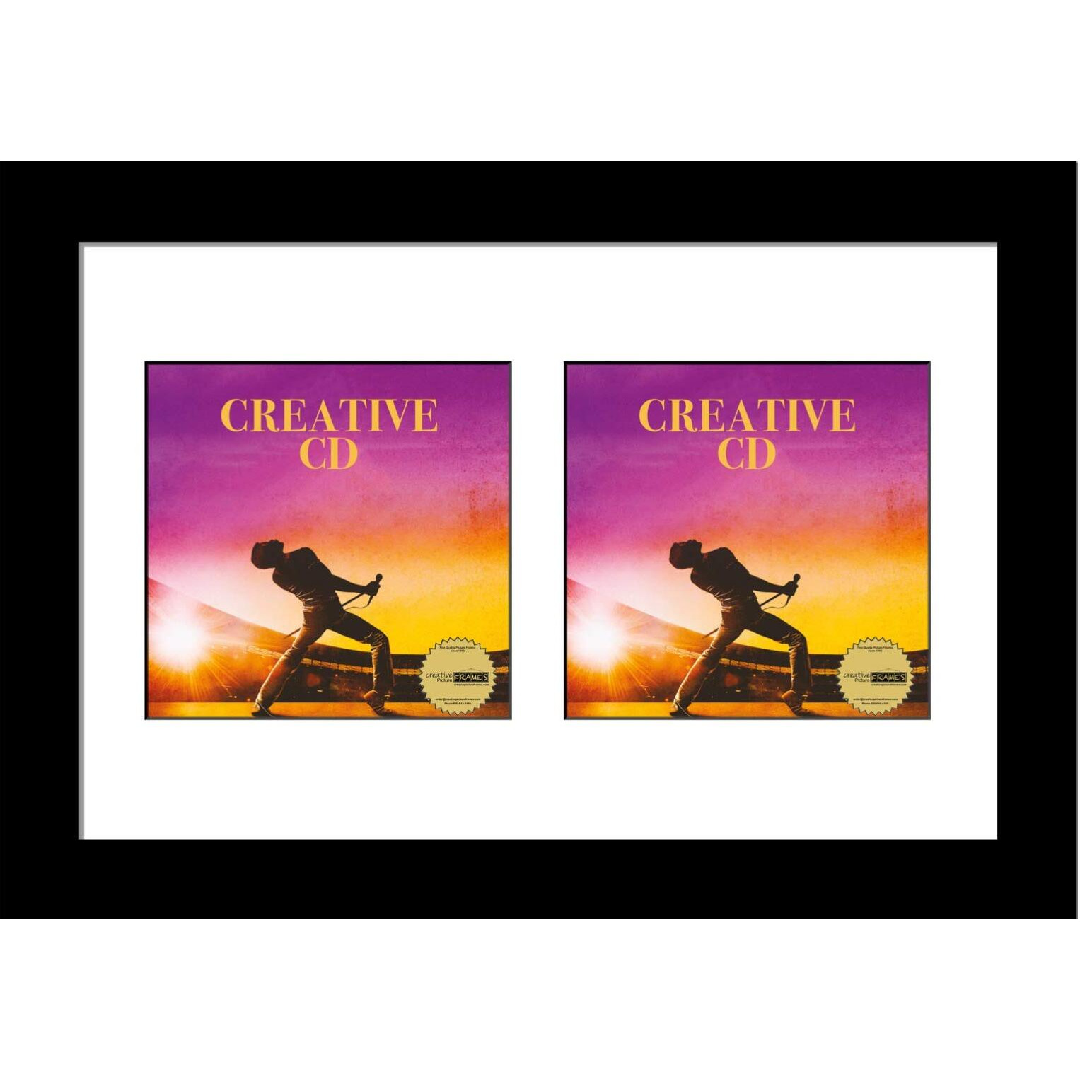 Creative Picture Frames 8"" X 12"" Double Cd Cover Art Music Frame With White Matting Self Standing Or Wall Display