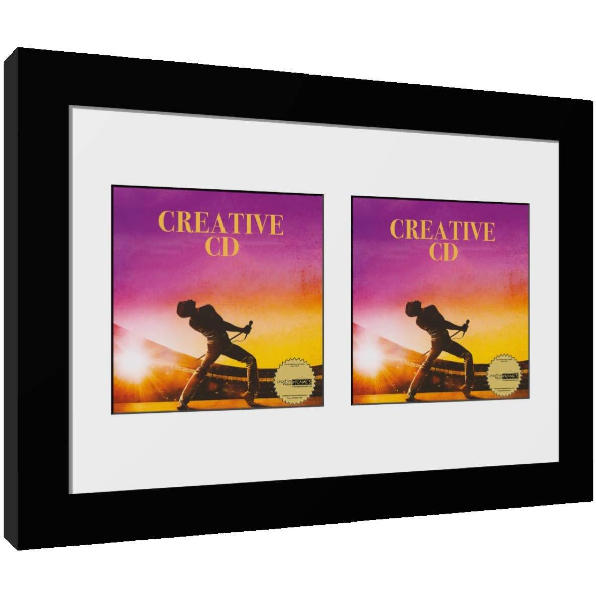 Creative Picture Frames 8"" X 12"" Double Cd Cover Art Music Frame With White Matting Self Standing Or Wall Display
