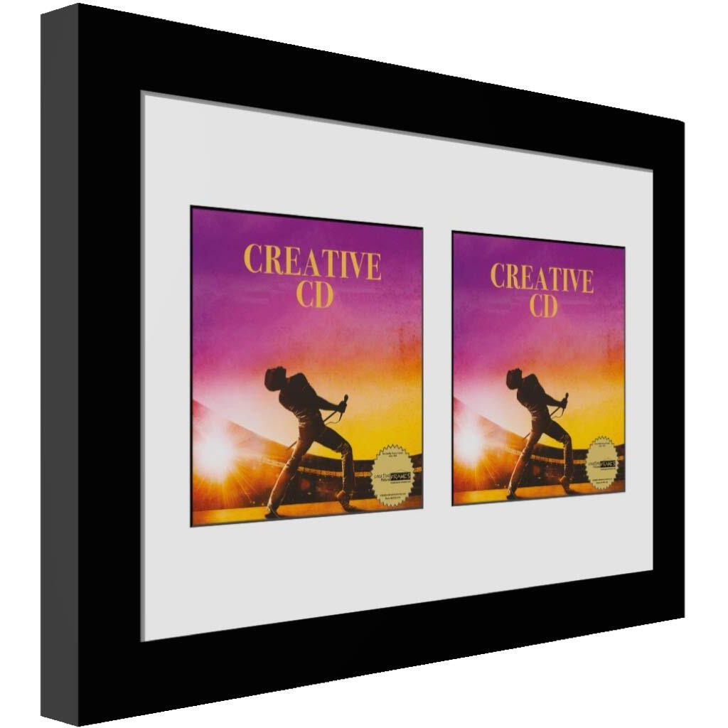 Creative Picture Frames 8"" X 12"" Double Cd Cover Art Music Frame With White Matting Self Standing Or Wall Display