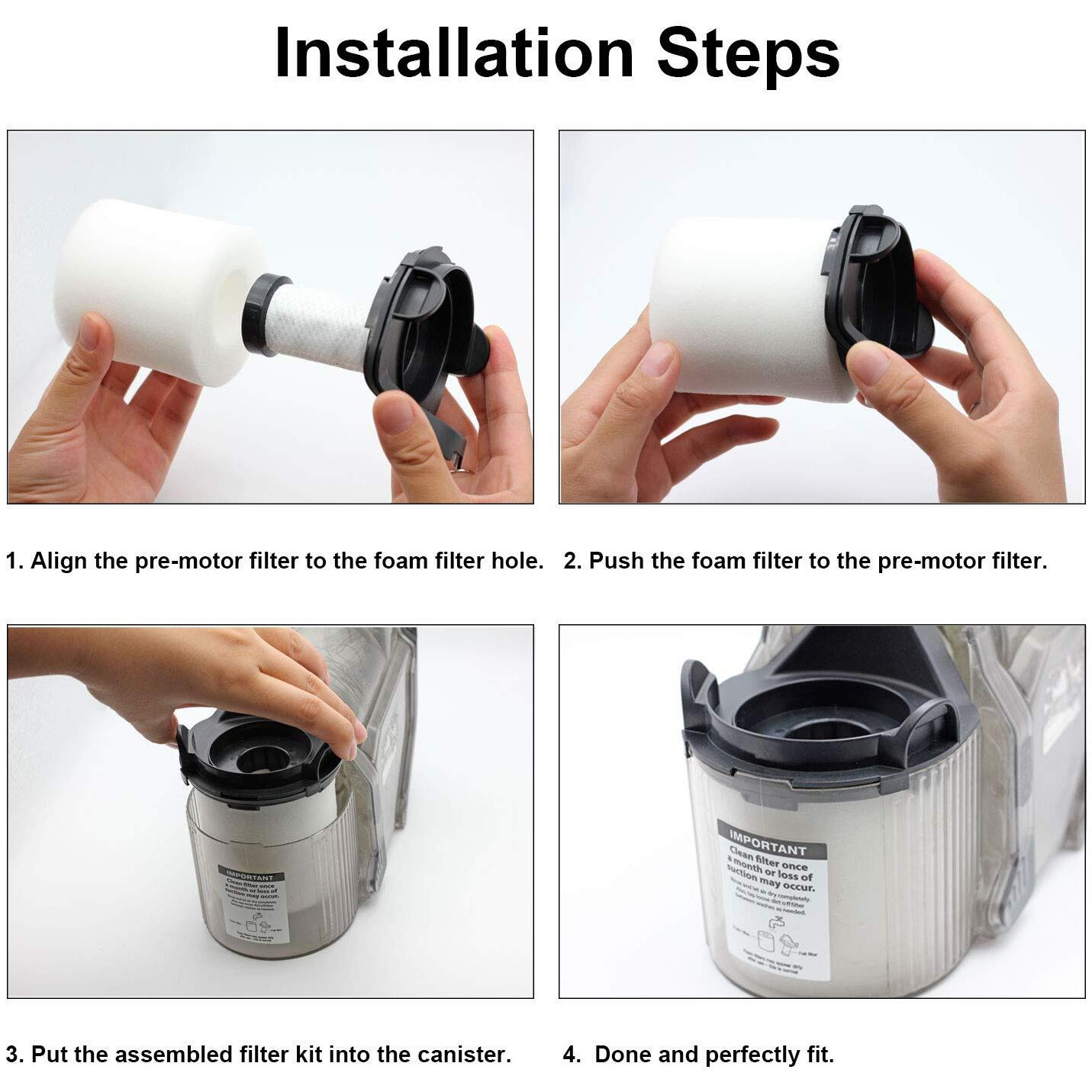 Lemige Replacement Filters For Shark Flex Duoclean Corded Ultra-Light Vacuum Hv390  Hv391  Hv392  2 Hepa Filters + 2 Foam Filters+ 2 Pre-Motor Filters