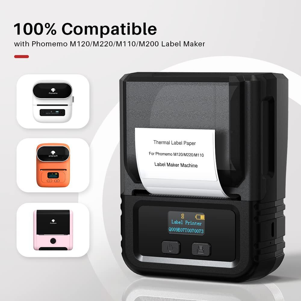 [6X230 Pcs] Phomemo Label Set  Adhesivethermal Paper  Premium Multipurpose Thermal Printer Label 230 Labels/Roll  6 Rolls Set  Compatible With M110/M220/M120/M200/M221 Label Maker  Black On White