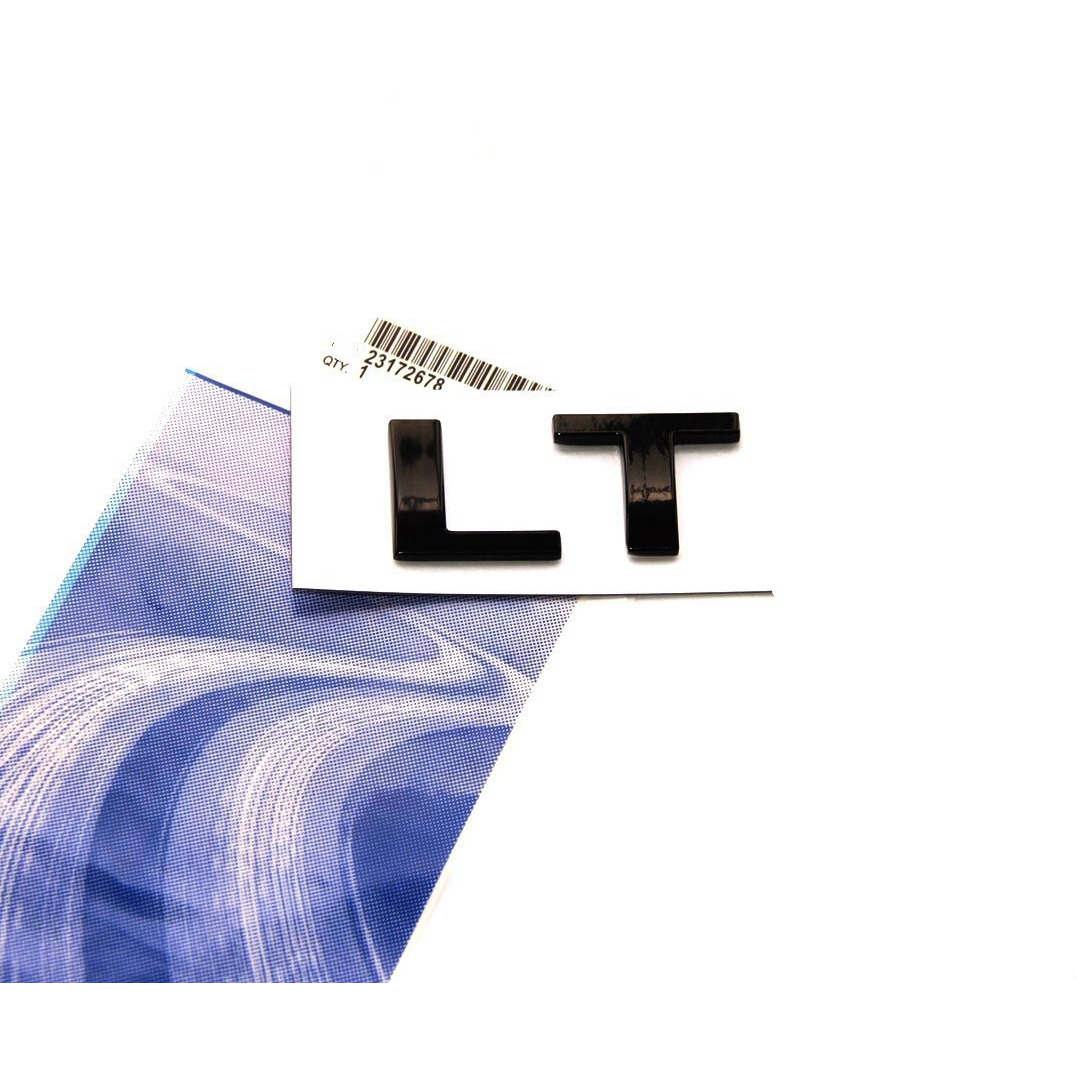 1X Oem Lt Letter Nameplate Emblem Badge Replacement For Silverado Sierra Tahoe Suburban Glossy (2007-2018 Black)