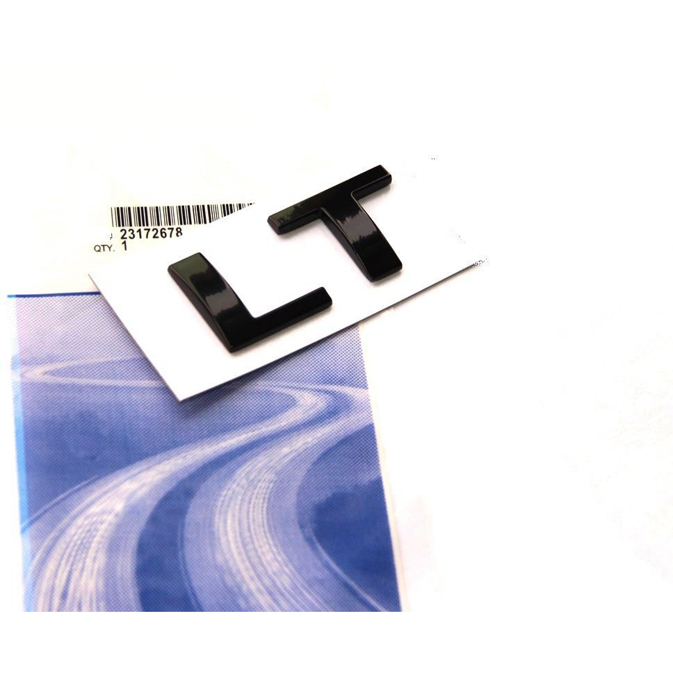 1X Oem Lt Letter Nameplate Emblem Badge Replacement For Silverado Sierra Tahoe Suburban Glossy (2007-2018 Black)