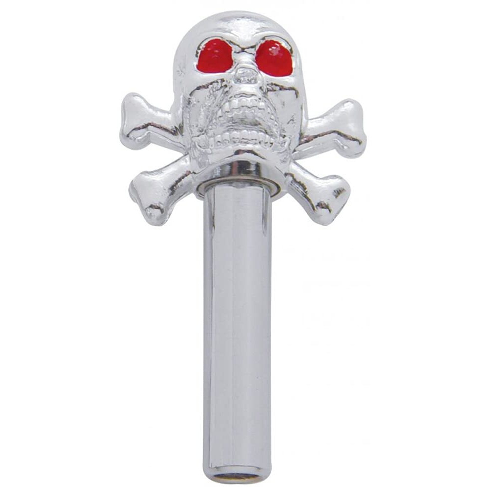 United Pacific 70029 Chrome Skull Door Lock Knobs - Pack Of Two