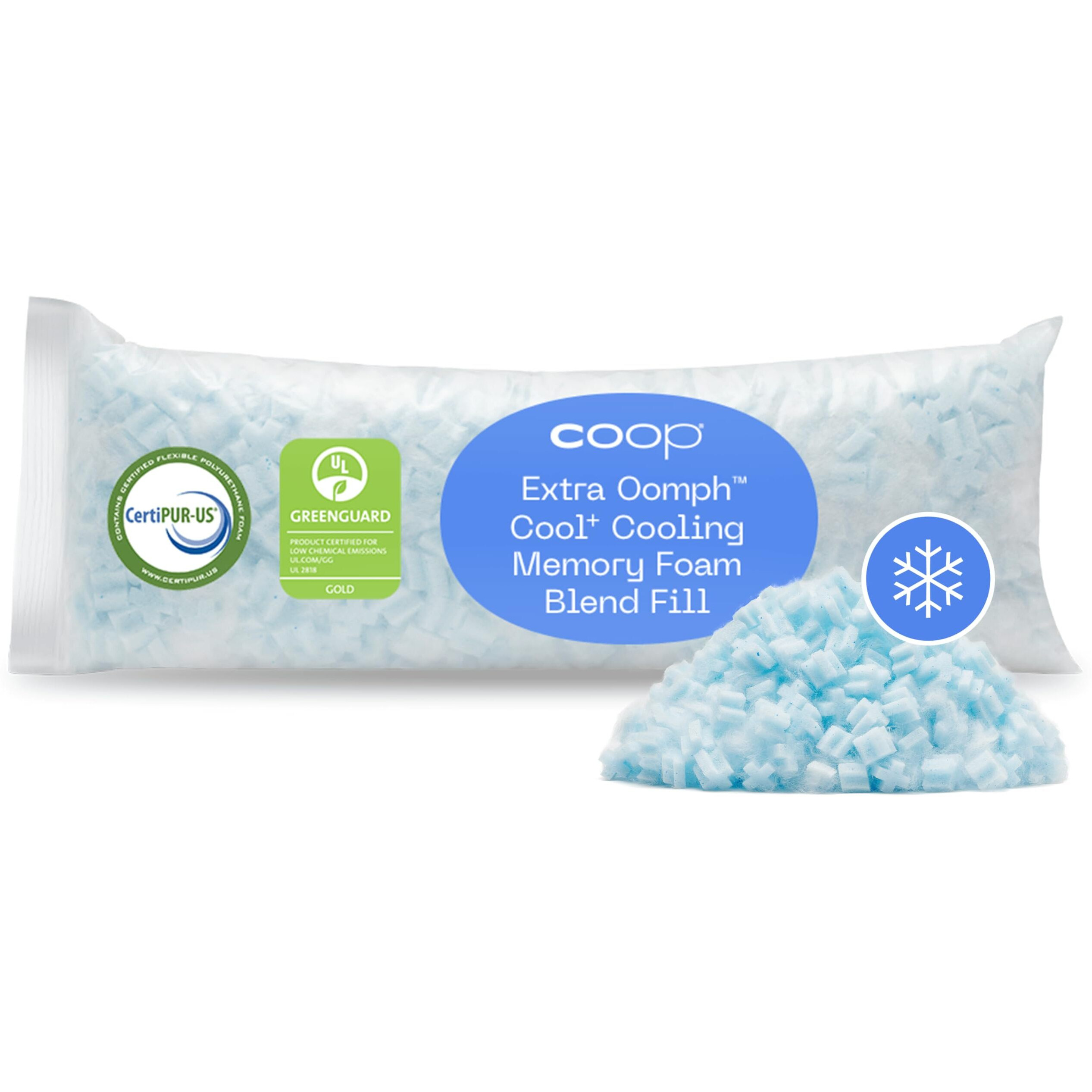 Coop Home Goods Extra Oomph Cool+ Pillow Fill  Gel-Infused  Plus Shaped Memory Foam Filling For More Airflow  1/2 Pound Filler For Eden Cool+ Pillows  Greenguard Gold & Certipur-Us Certified