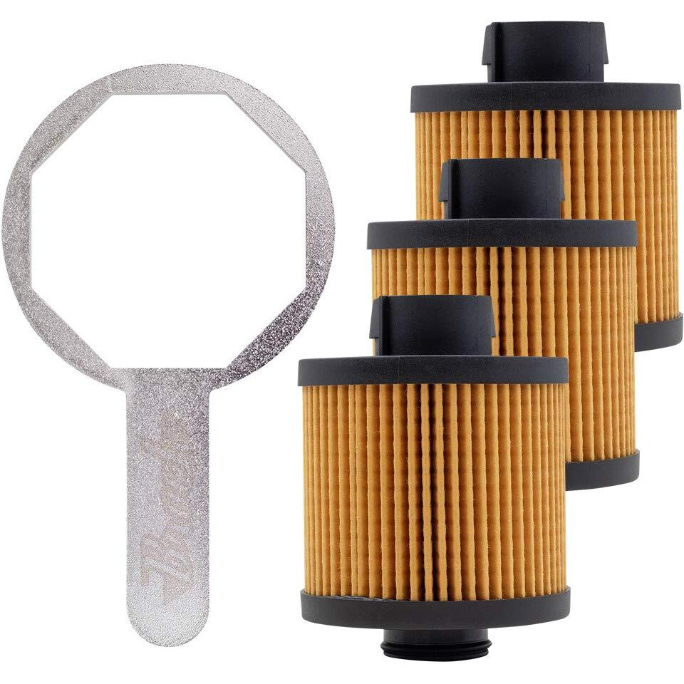 Brock Replacement 3 Pc Oil Filters With Wrench Tool Set Kit Compatible With 2004-2008 Gallardo Spyder Coupe Superleggera Se Base Nera 07L115561C