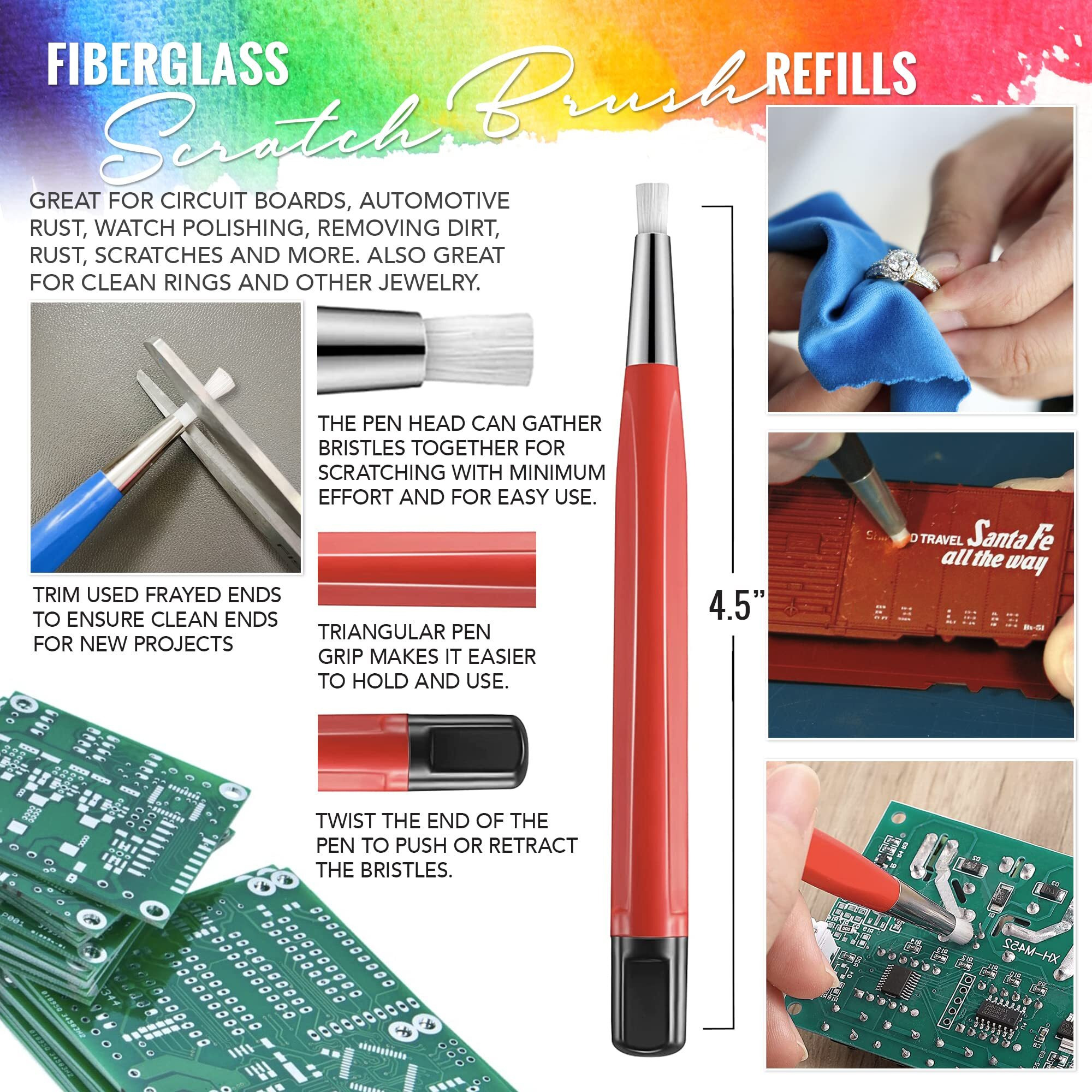 Pixiss Scratch Brush Refills  24 Pack  Premium Fiberglass  Jewelry Making  Metal Polishing  And Finish Refills