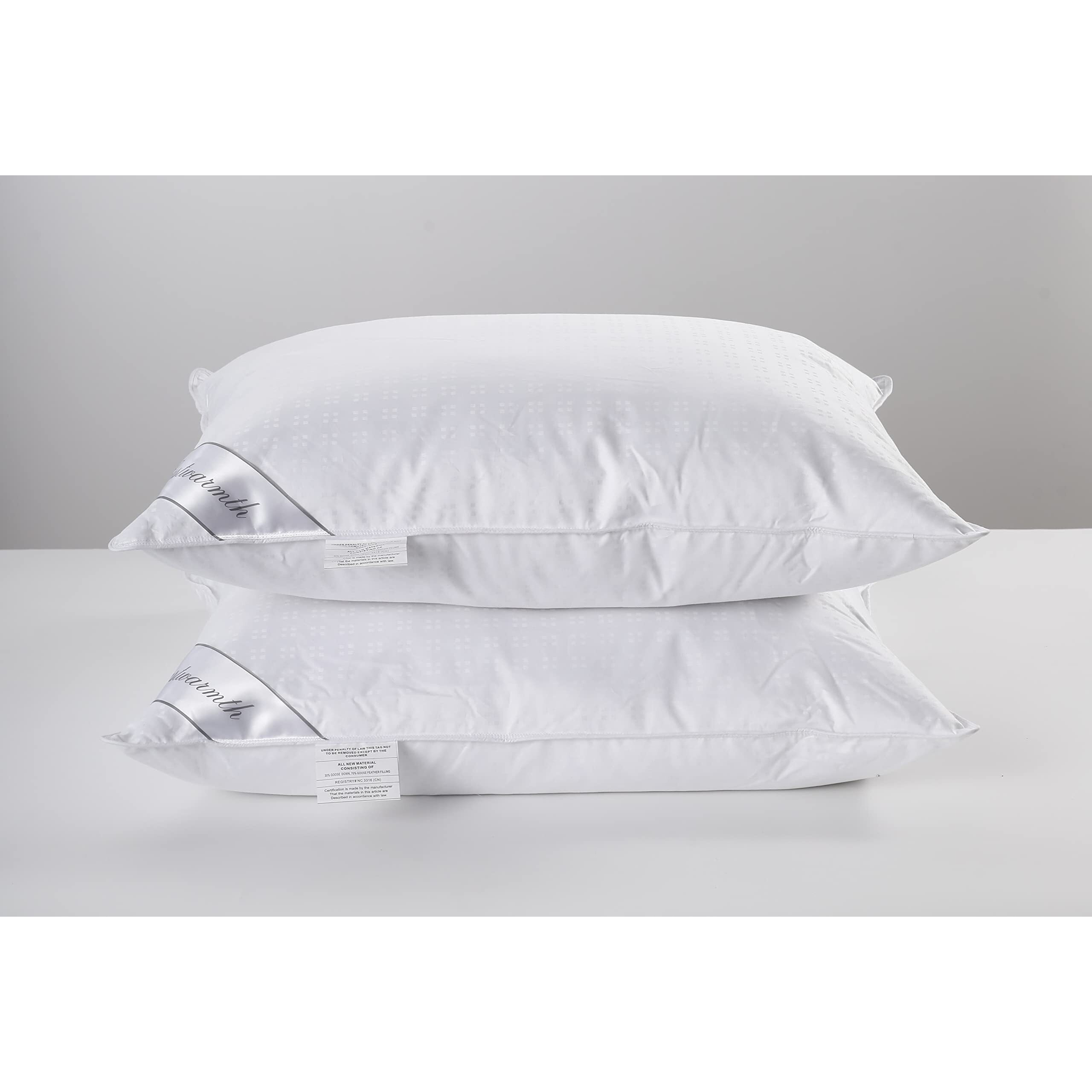 Eastwarmth Natural Goose Down&Feather Pair Pillows Insert  Set Of 2 Bedding Soft Pillows 100% Soft Cotton King 20X36In