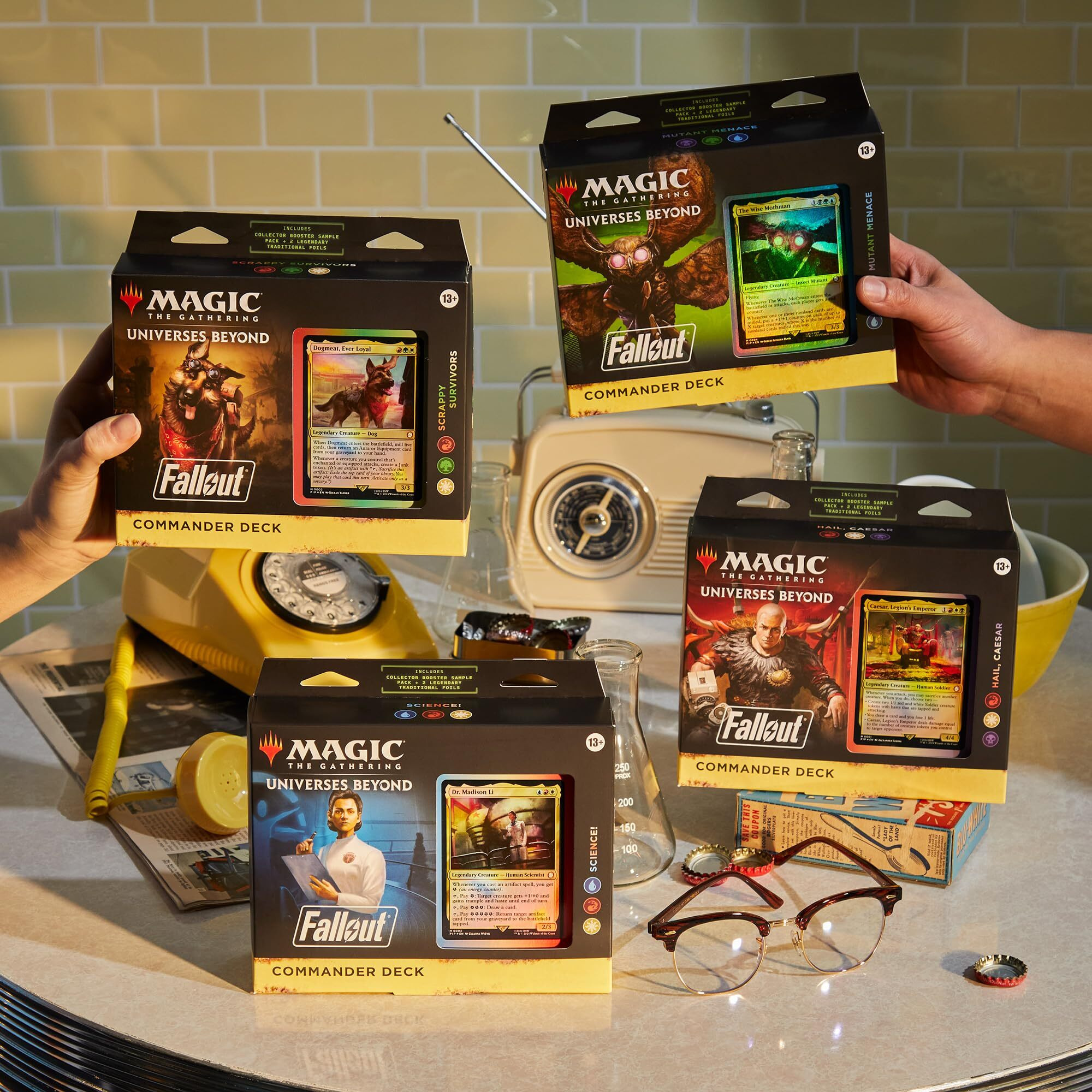 Magic The Gathering Fallout Commander Deck Bundle - Includes All 4 Decks (1 Hail Caesar  1 Scrappy Survivors  1 Science  And 1 Mutant Menace)