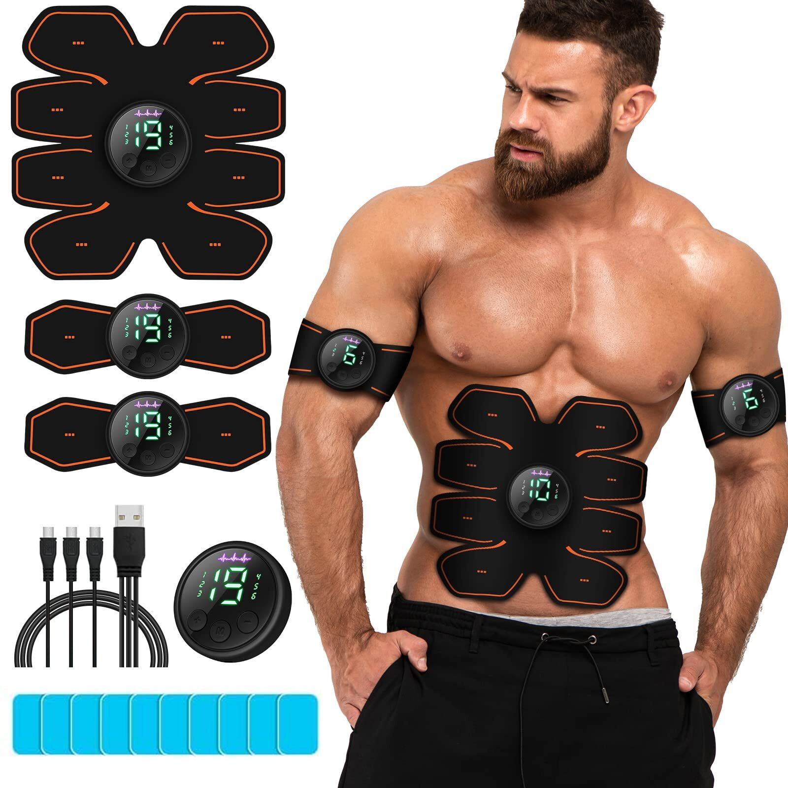 Grexemin Abs Stimulator Workout Equipment  Ab Machine Usb Rechargeable Gear For Abdomen/Arm/Leg  Strength Training Equipment For Men And Women