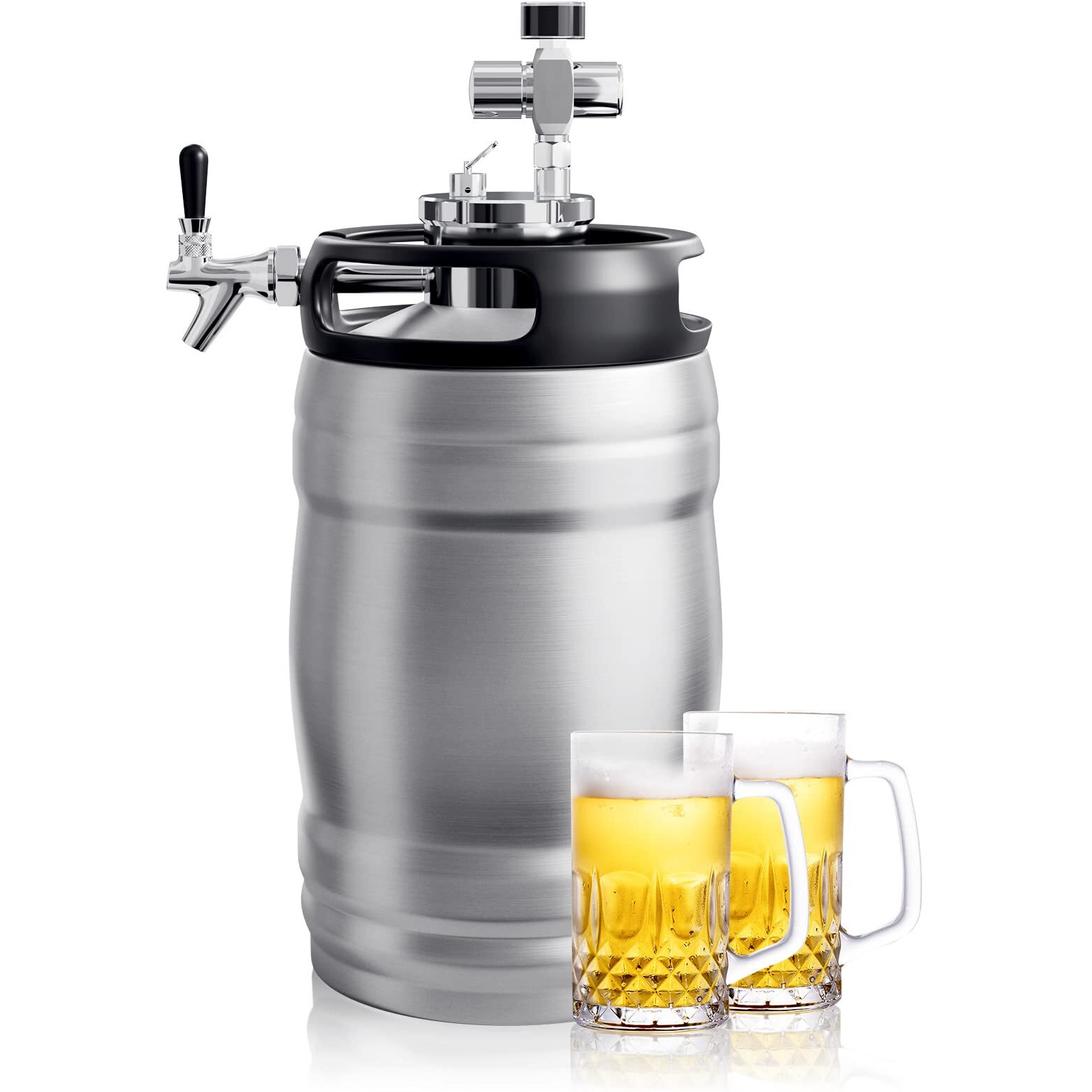 Tmcraft 1.3 Gal Double-Walled Beer Keg Growler  Pressurized Home Beer Dispenser System With Detachable Keg Spear Keep Fresh And Carbonation For Craft Beer Draft/Homebrew