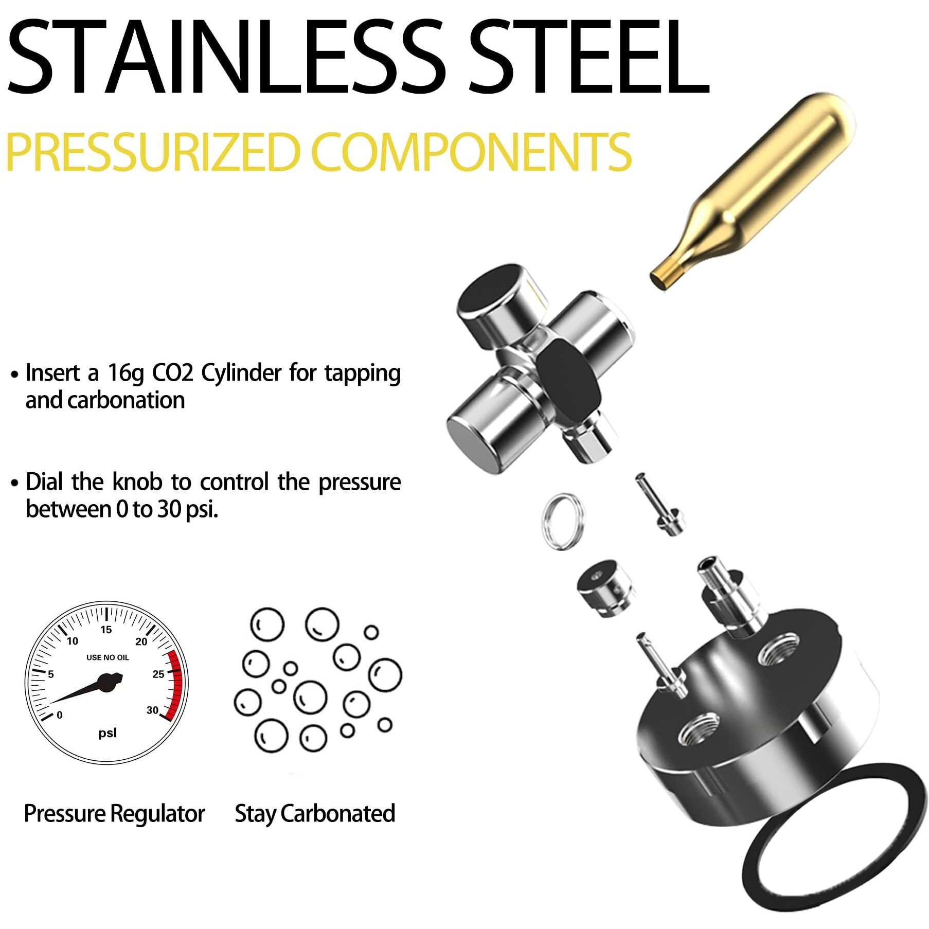 Tmcraft 1.3 Gal Double-Walled Beer Keg Growler  Pressurized Home Beer Dispenser System With Detachable Keg Spear Keep Fresh And Carbonation For Craft Beer Draft/Homebrew