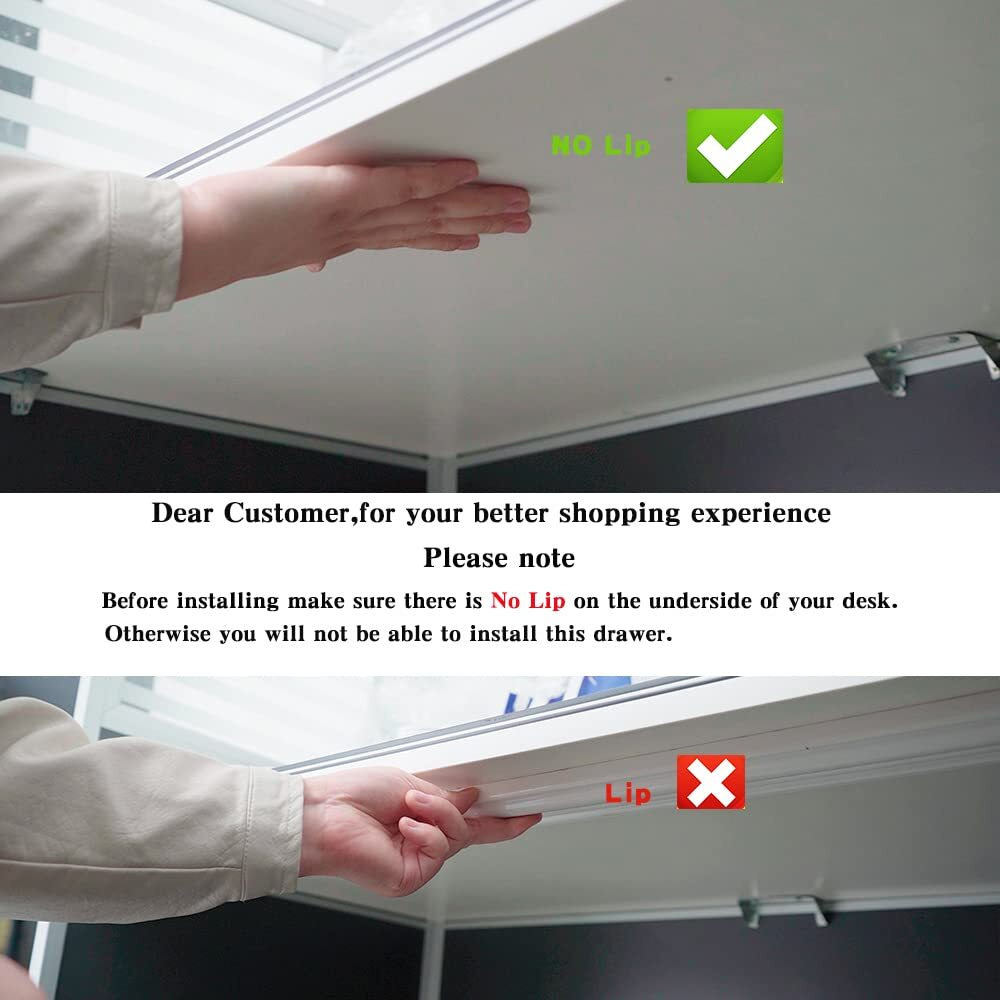 Navtcow Under Desk Drawer Storage Organizer - 2 Pack (Large And Small) Black - (Please Note - Drawer Size/No Lip Under Desktop) - 2 Installation Methods (Screw Or Adhesive)