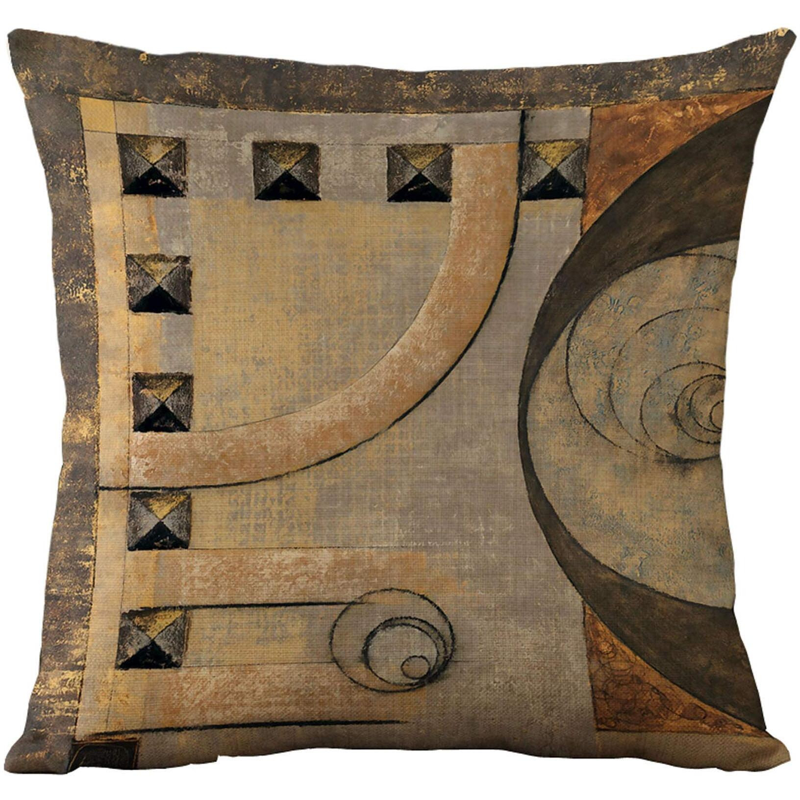 Womhope Set Of 4 Vintage Geometric Decorative Throw Pillow Covers Pillow Cases Cushion Cases 18 X 18 Inch For Living Room Couch And Bed (Brown)