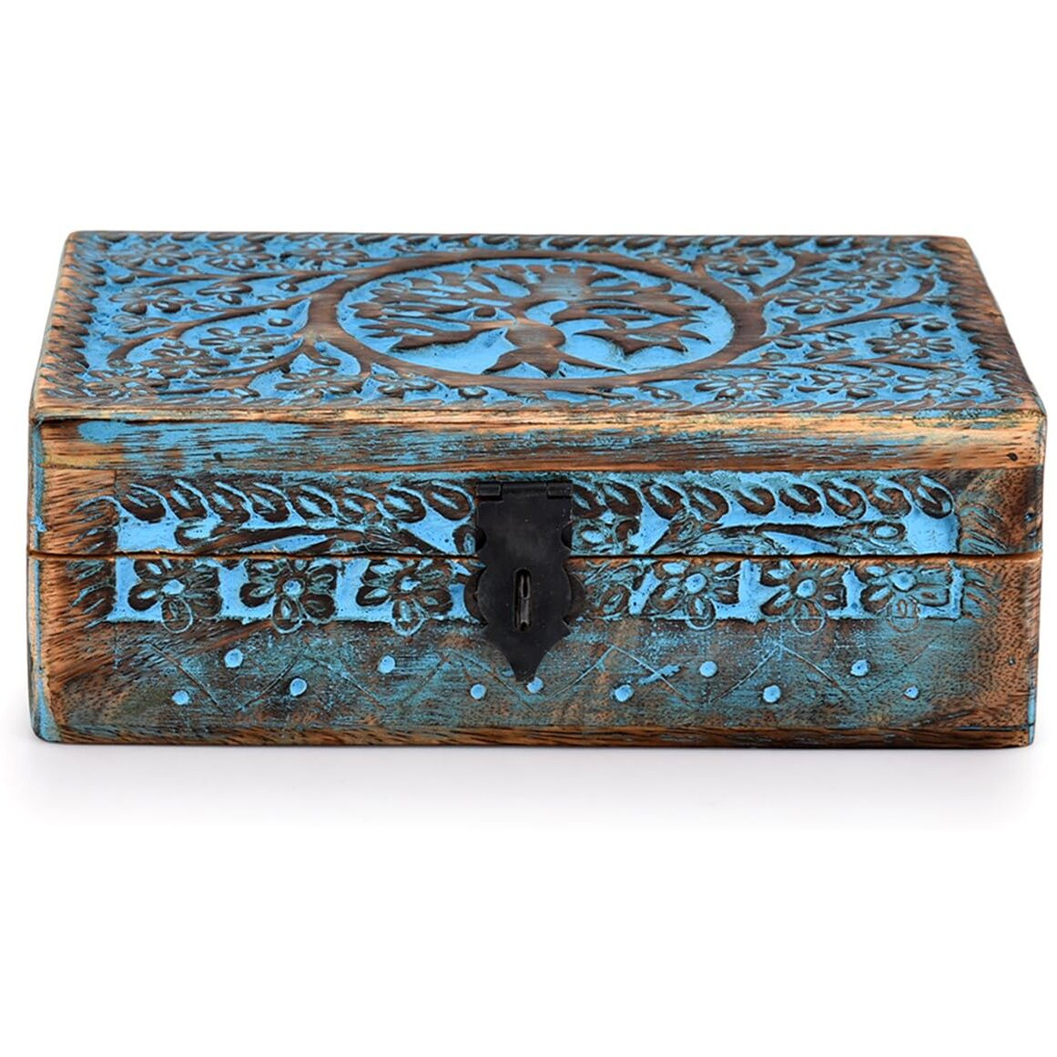 Bhavatu |Wooden Jewelry Box  Tarot Box  Celestial Home Decor  Witch Box  Tree Of Life  Trinket Box |Size- 8"" X 5"" X 2.5"" | Decorative Storage Bin
