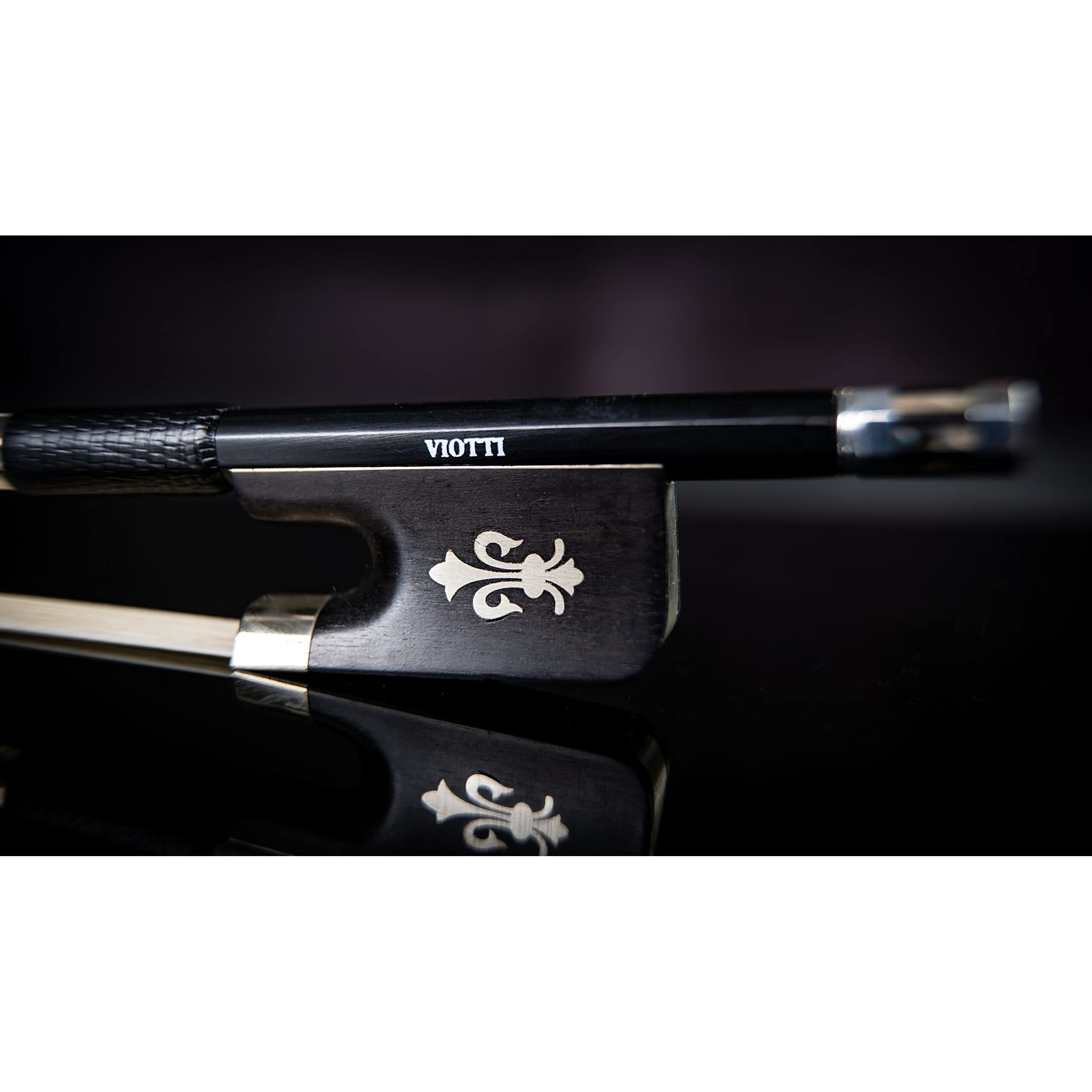Viotti Carbon Fiber Cello Bow  Hand Crafted By Professional Bow Makers  Strong  Stiff & Well Balanced  Made With Mongolian Horse Hair  For Cellist Of All Skill Levels
