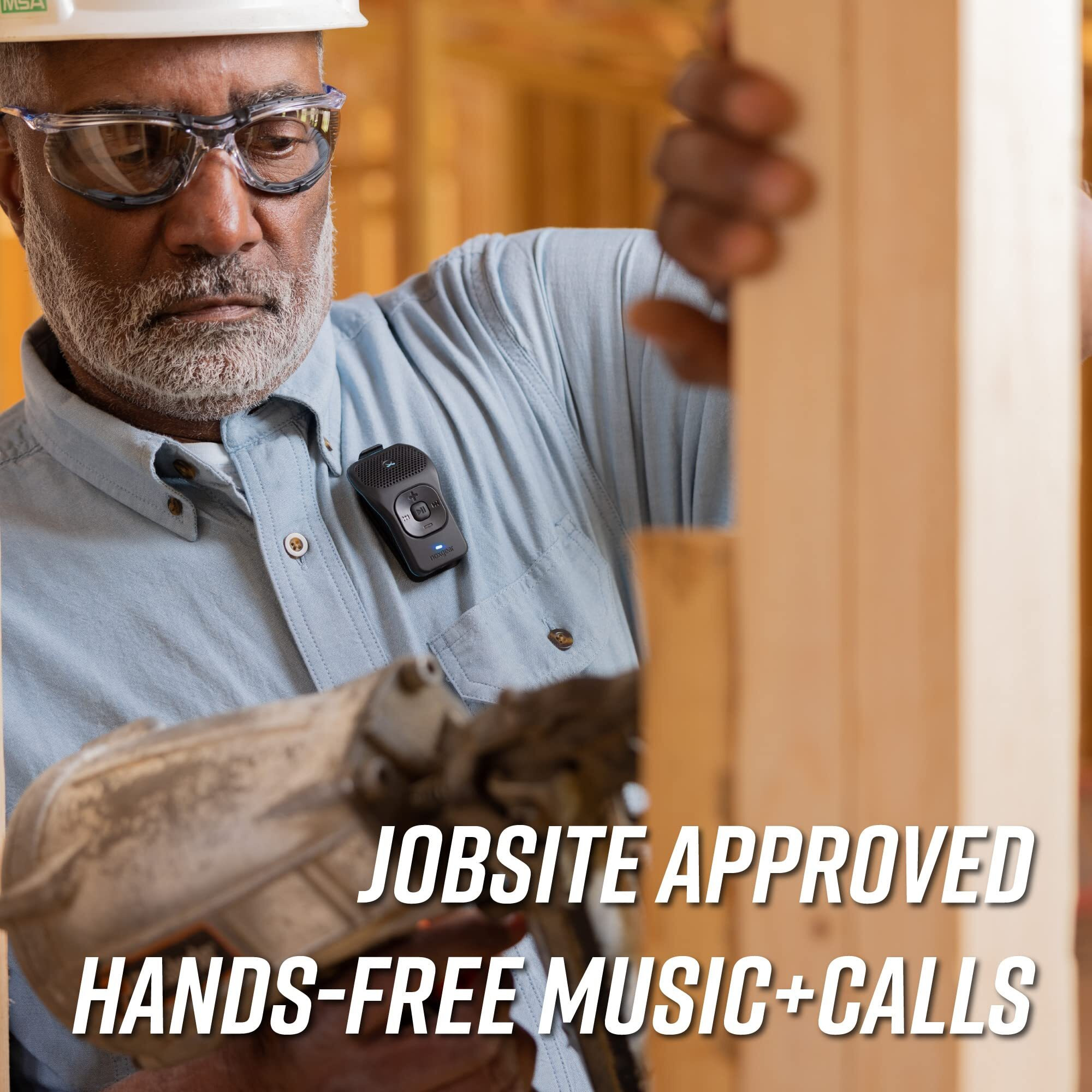 Noxgear 39G Wearable Waterproof Bluetooth Speaker - Magnetic Clip-On Wireless Portable Speakers - Up To 15 Hours Battery Life - Clip Speaker With Microphone - Large Tactile Control Buttons