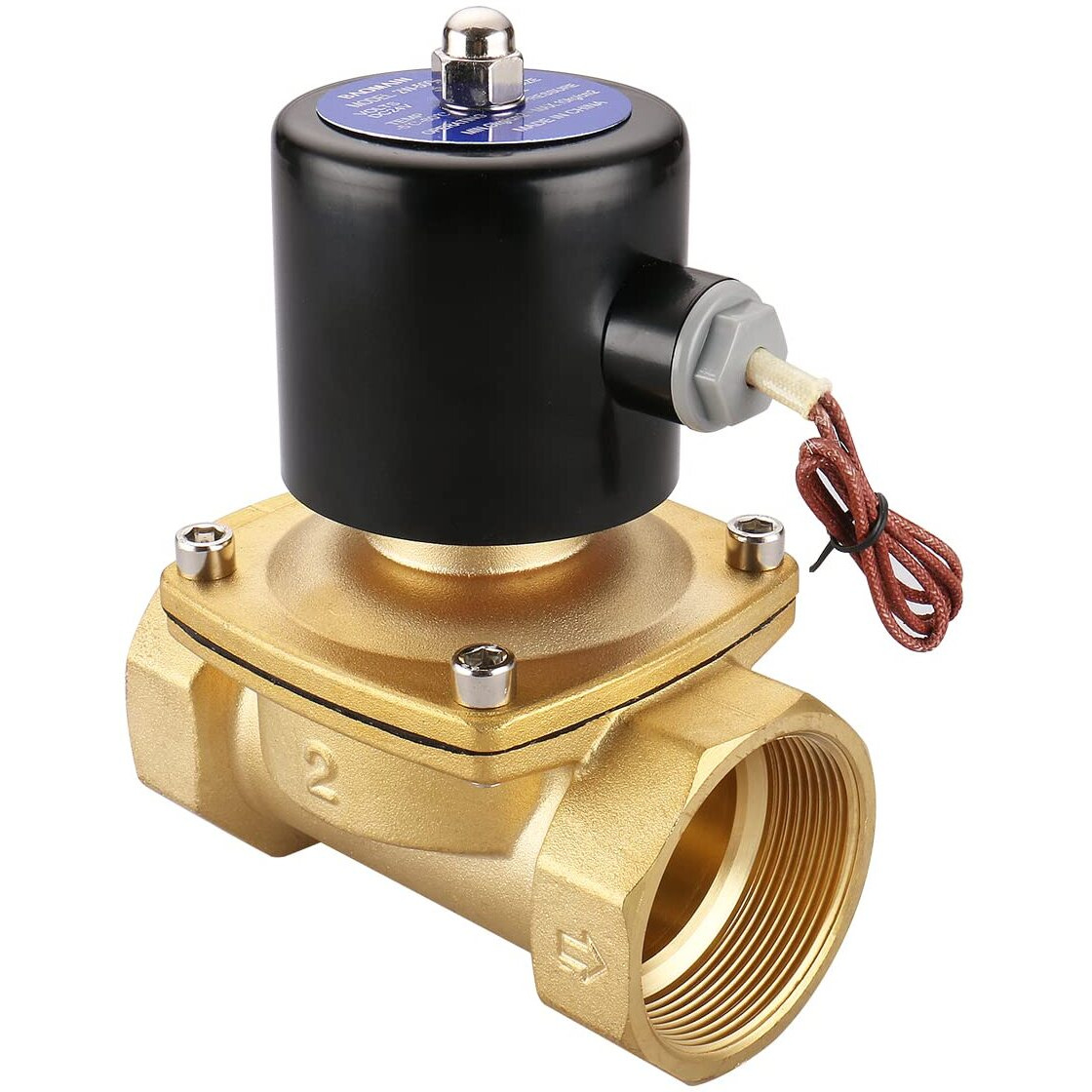 Baomain 2 Inch Ac 110V Brass Electric Solenoid Valve Water Air Nc Valve 2W-500-50