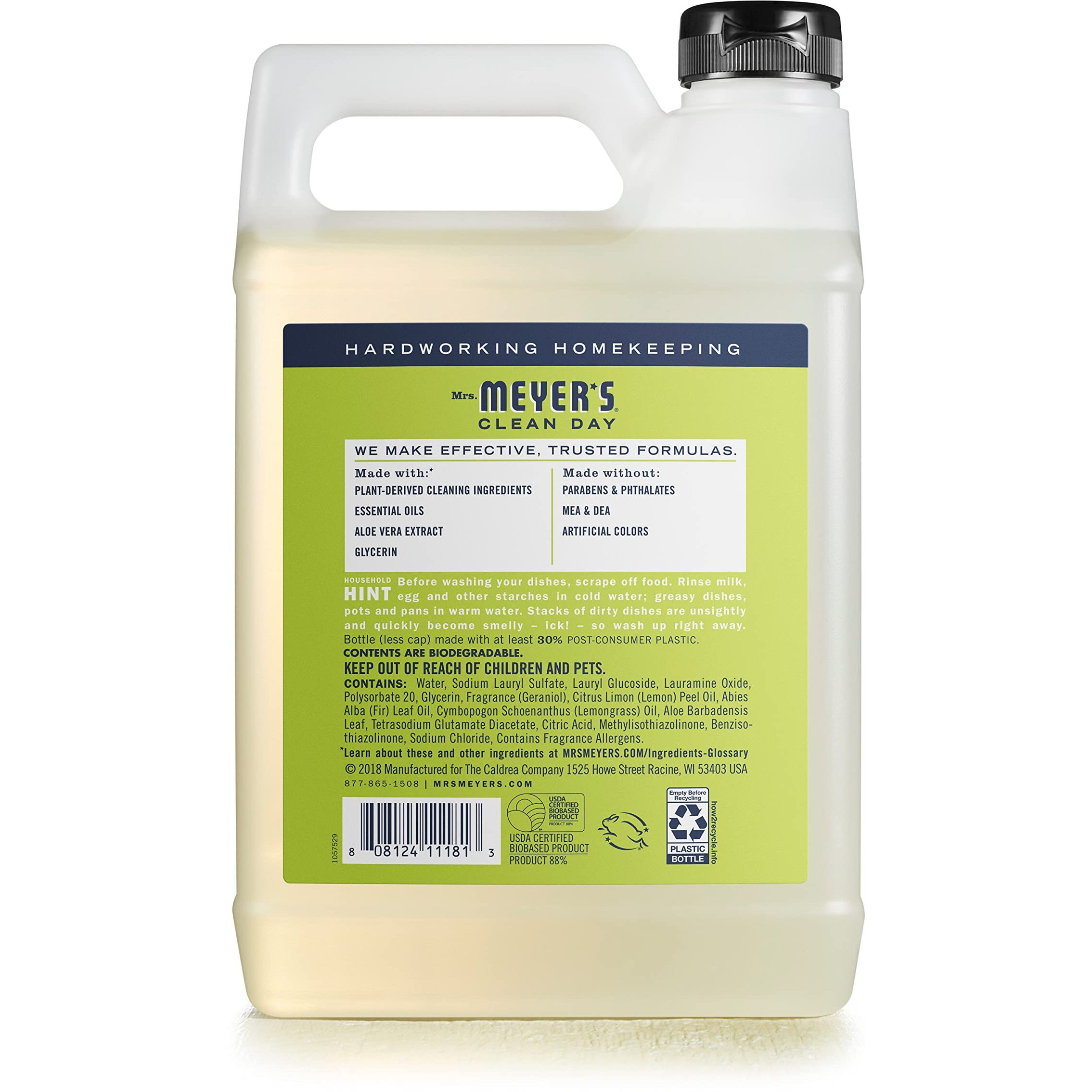 Mrs. Meyer's Clean Day Liquid Dish Soap Refill  Biodegradable Formula  Lemon Verbena (48 Fl Oz (Pack Of 1))