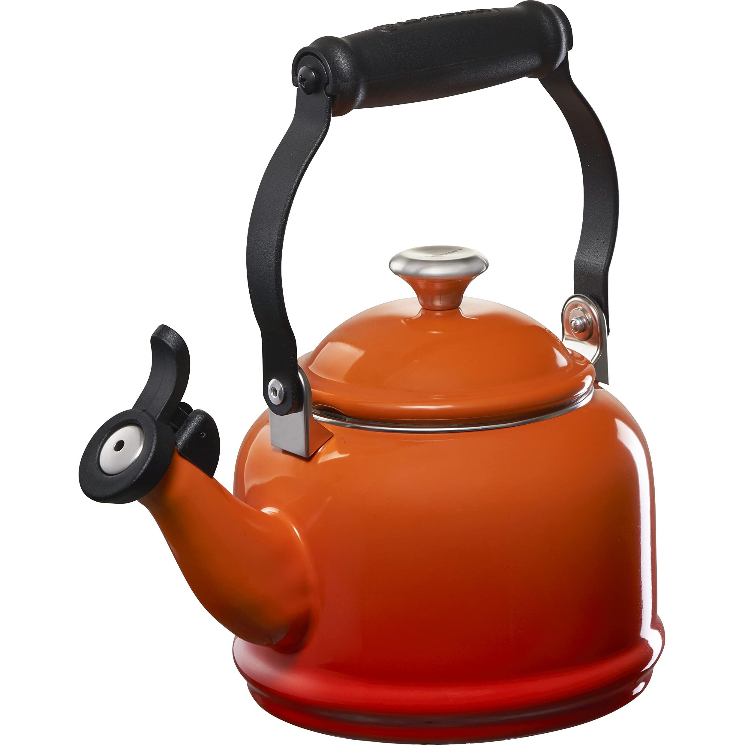 Le Creuset Enamel On Steel Demi Tea Kettle With Metal Finishes  1.25 Qt  Flame